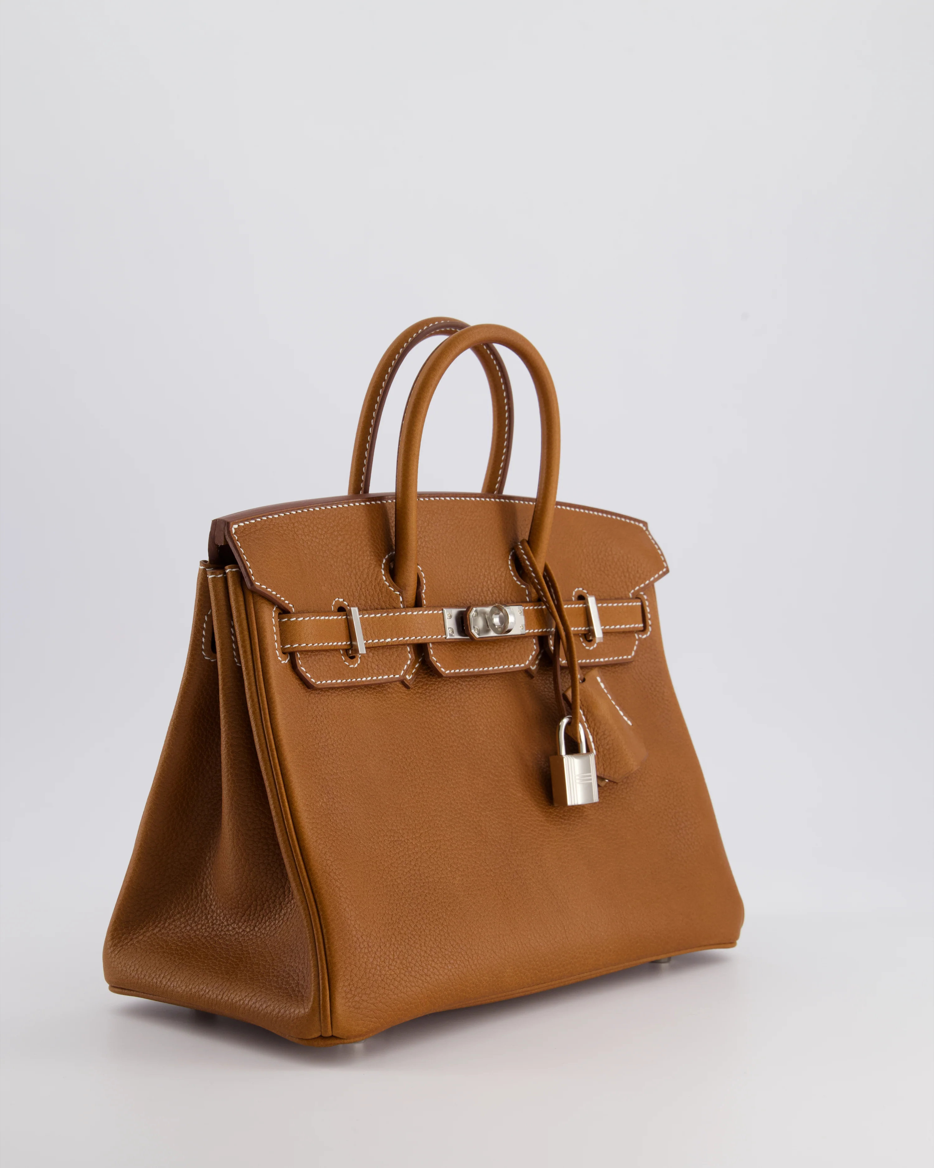 *NEW STAMP* Hermès Birkin 25 Retourne Bag in Fauve Barenia Faubourg Leather and Palladium Hardware - Image 3
