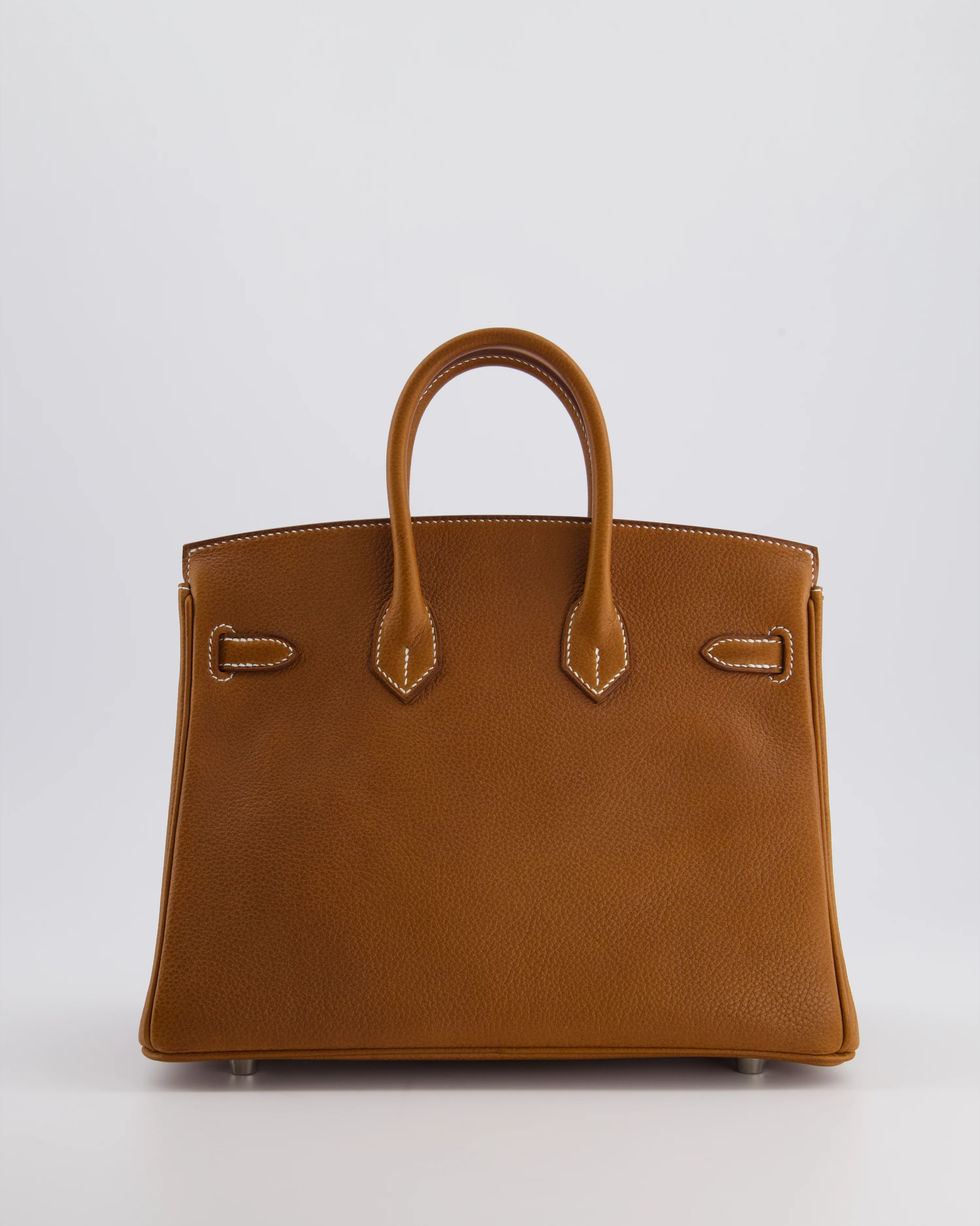*NEW STAMP* Hermès Birkin 25 Retourne Bag in Fauve Barenia Faubourg Leather and Palladium Hardware - Image 6