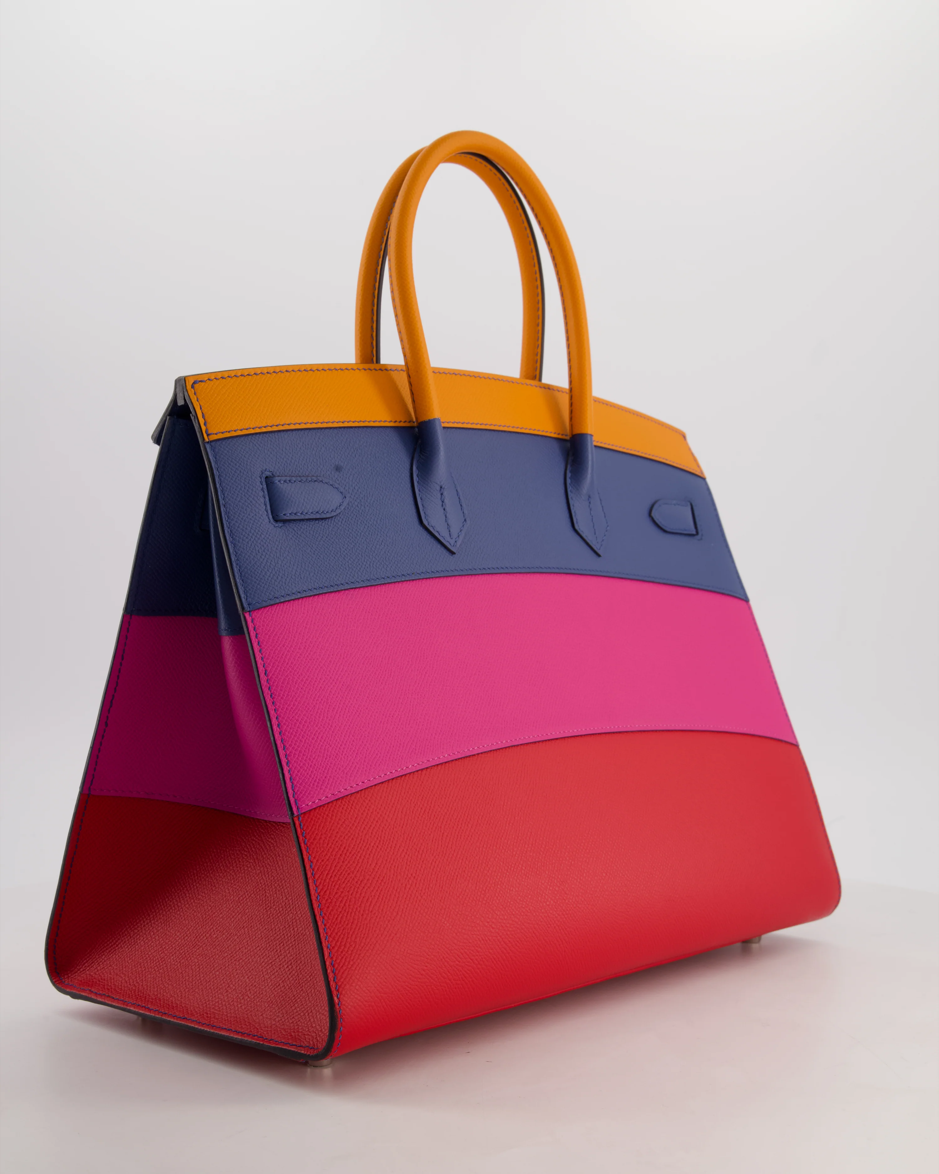 *BLUE BOX* Hermès Birkin 35 Sunset Sellier Bag in Abricot, Agate, Magnolia & Rouge Casaque Epsom Leather with Palladium Hardware - Image 7