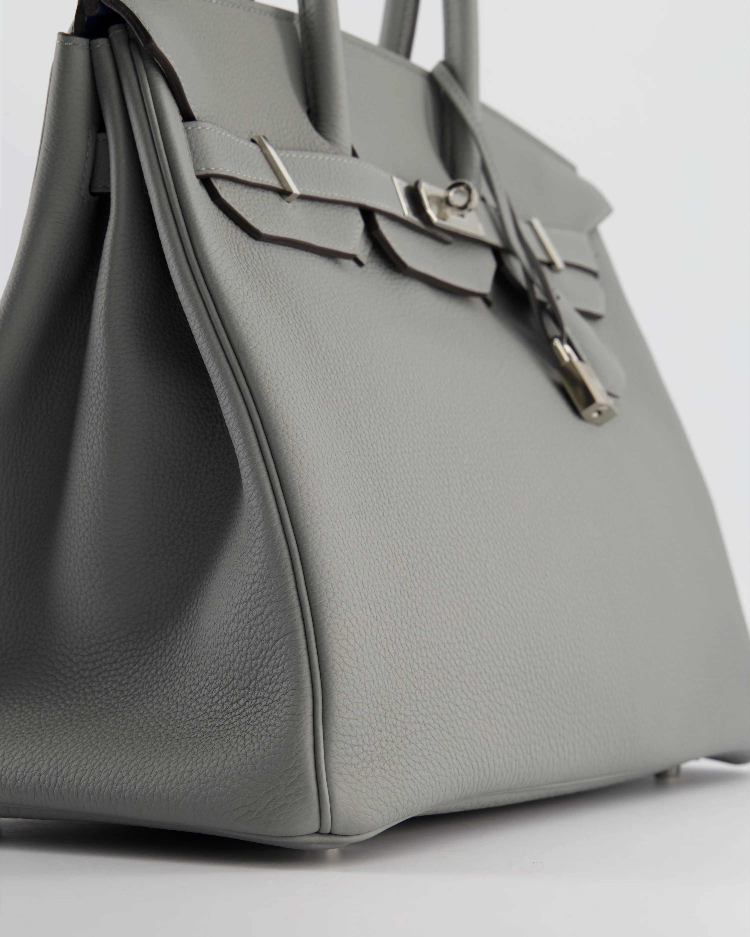 Hermès Birkin 35 Verso Retourne Bag in Gris Mouette Togo Leather and Blue Agate with Palladium Hardware - Image 10