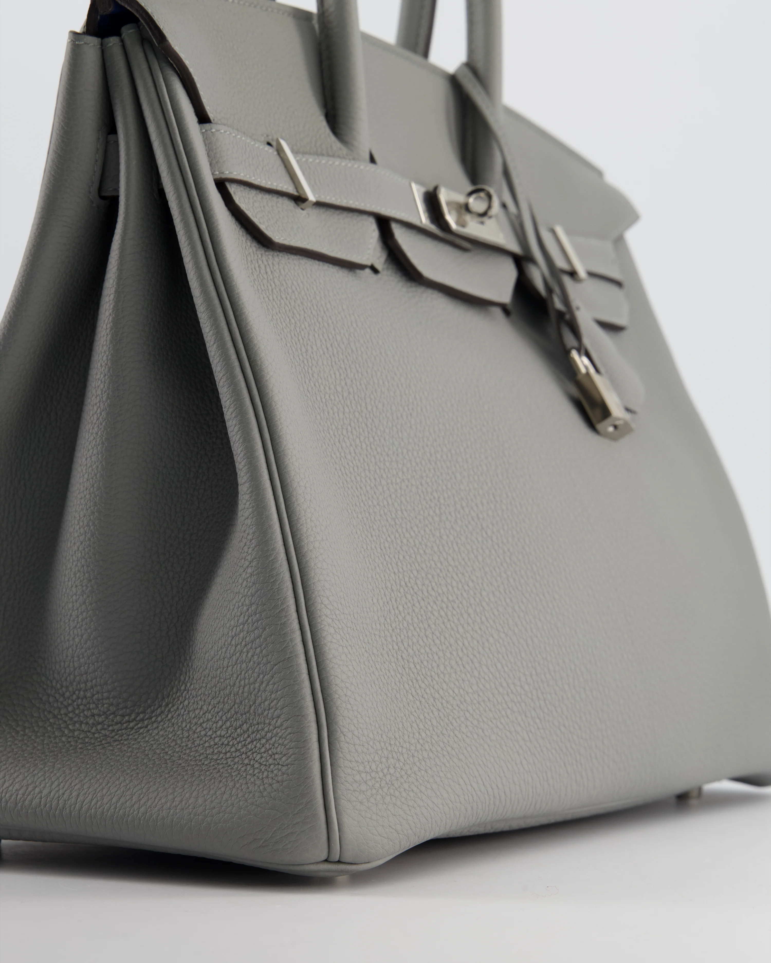 Hermès Birkin 35 Verso Retourne Bag in Gris Mouette Togo Leather and Blue Agate with Palladium Hardware - Image 11