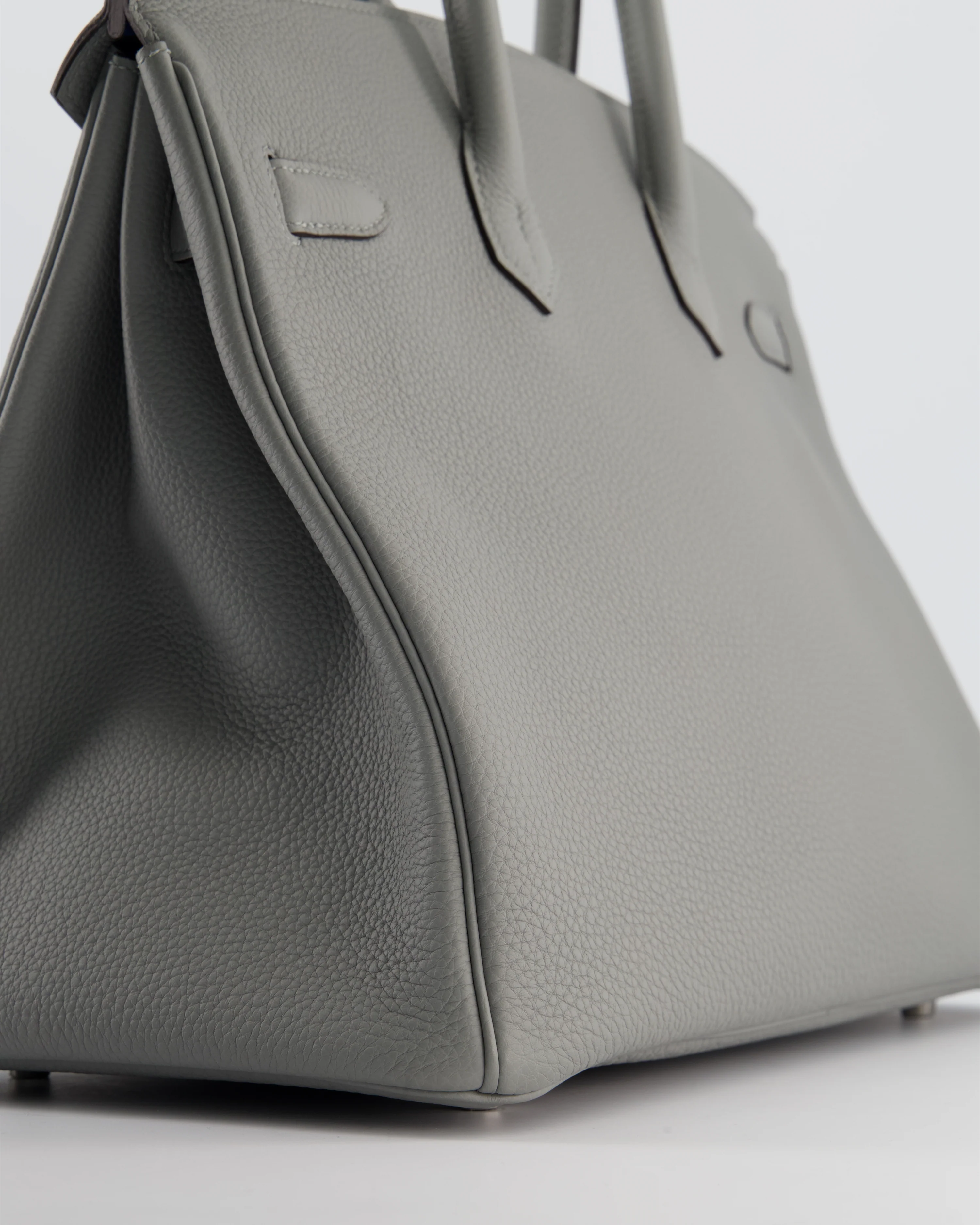 Hermès Birkin 35 Verso Retourne Bag in Gris Mouette Togo Leather and Blue Agate with Palladium Hardware - Image 13