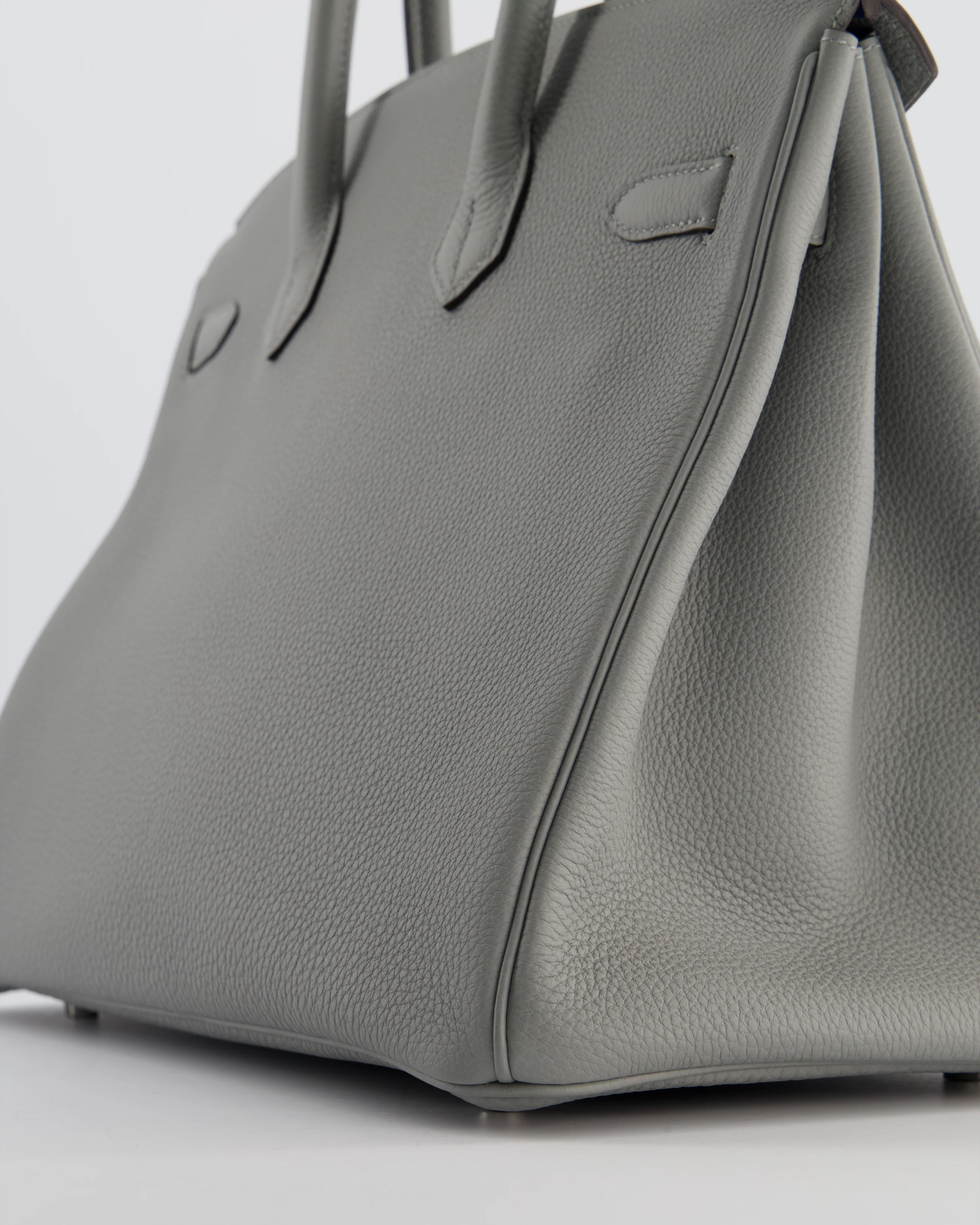 Hermès Birkin 35 Verso Retourne Bag in Gris Mouette Togo Leather and Blue Agate with Palladium Hardware - Image 14