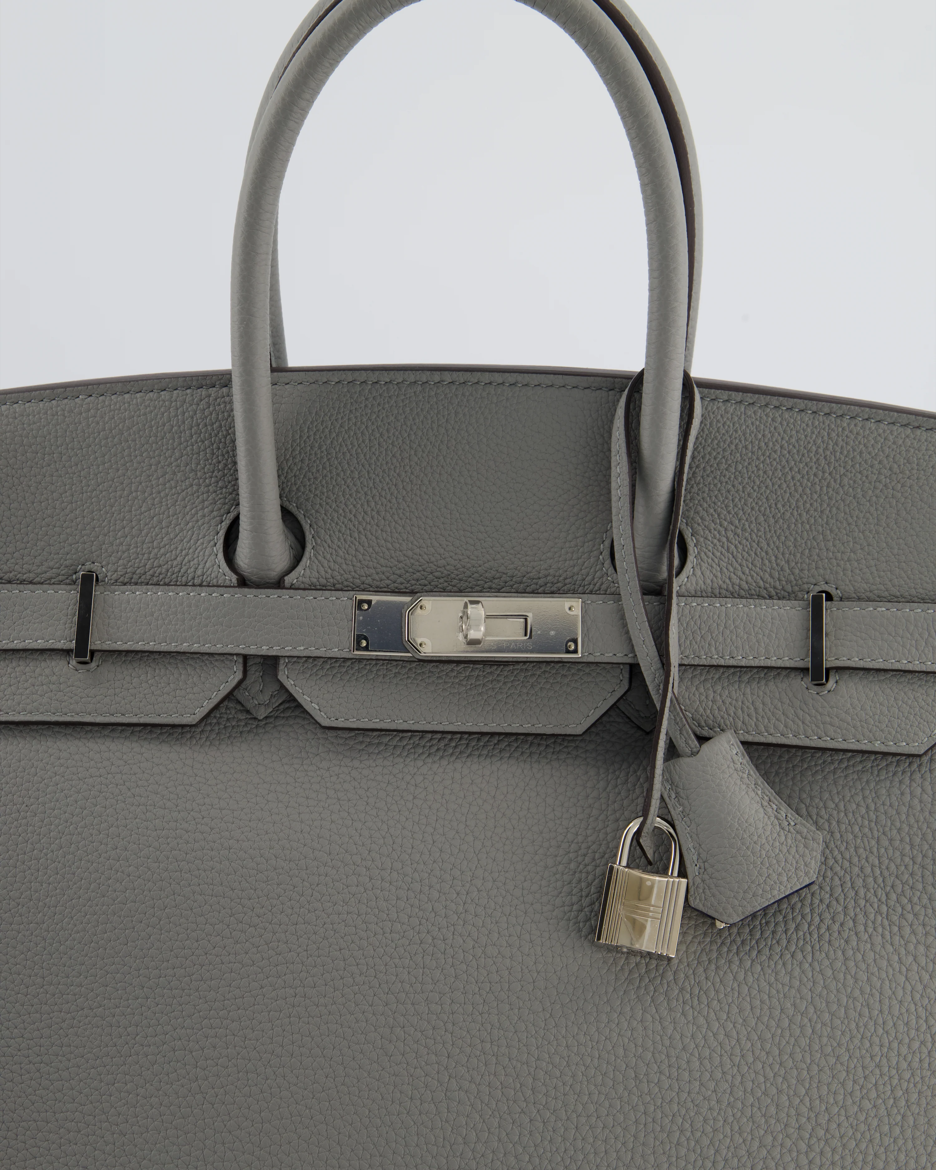 Hermès Birkin 35 Verso Retourne Bag in Gris Mouette Togo Leather and Blue Agate with Palladium Hardware - Image 16