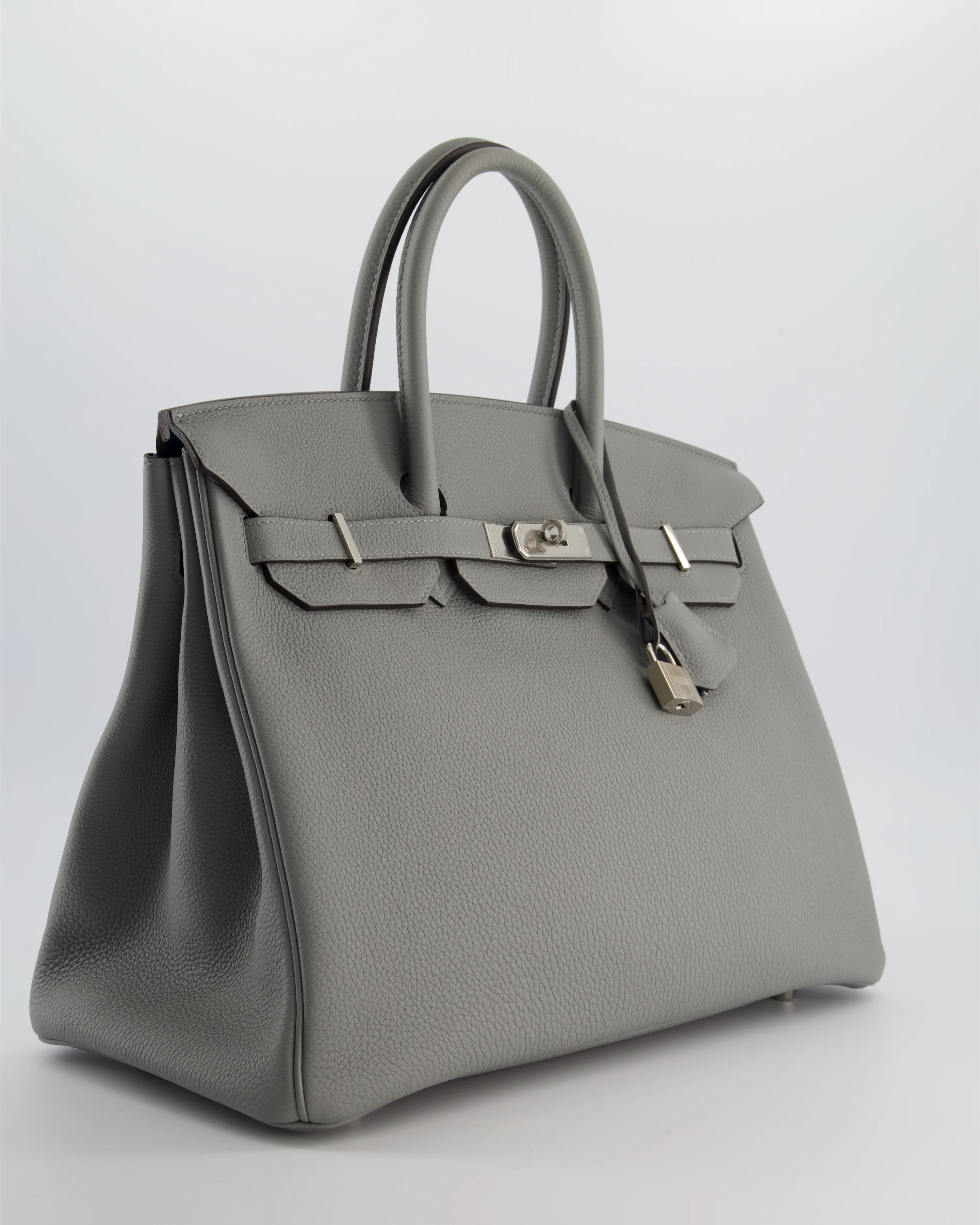 Hermès Birkin 35 Verso Retourne Bag in Gris Mouette Togo Leather and Blue Agate with Palladium Hardware - Image 3