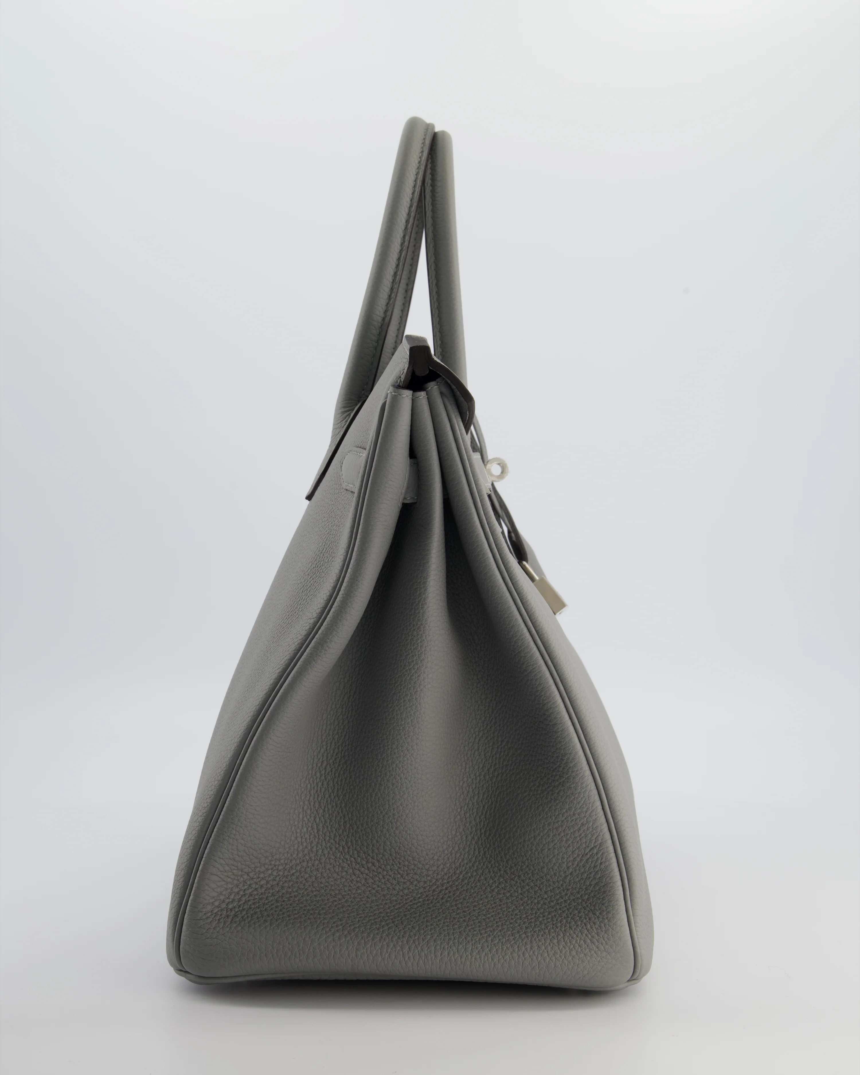 Hermès Birkin 35 Verso Retourne Bag in Gris Mouette Togo Leather and Blue Agate with Palladium Hardware - Image 4