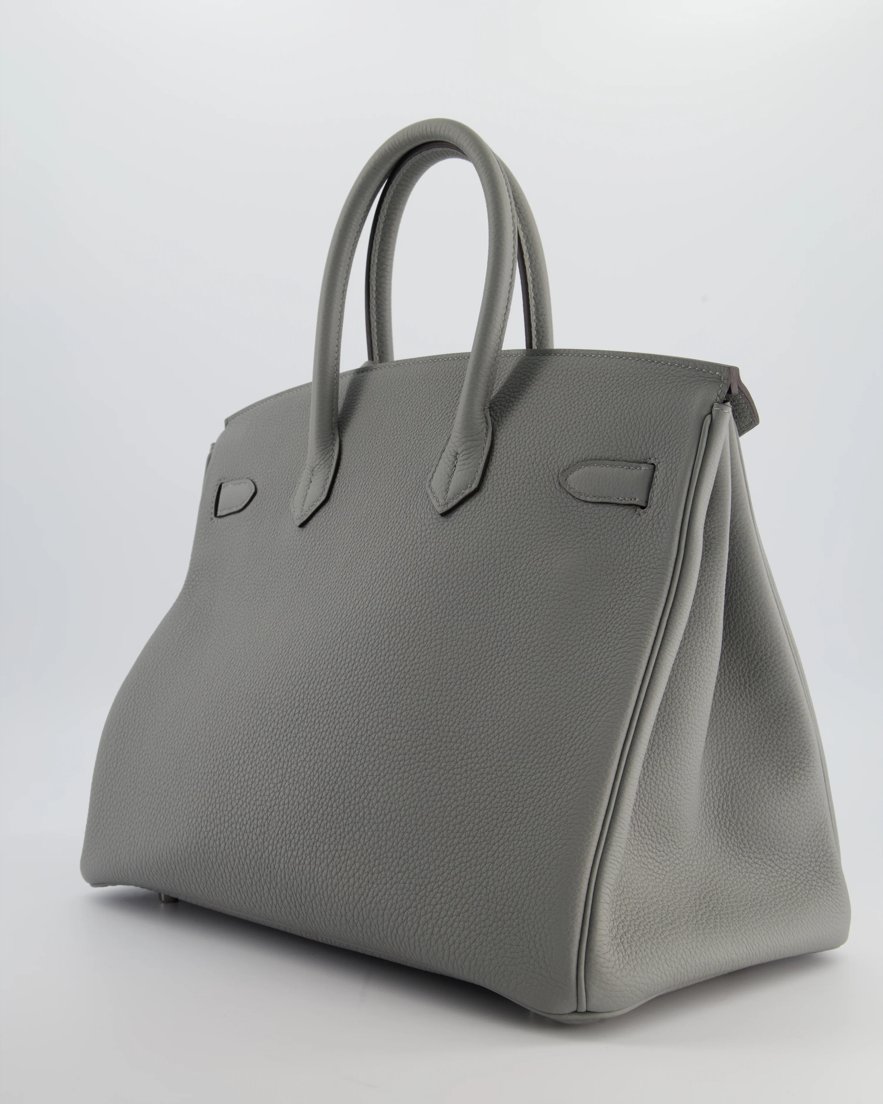 Hermès Birkin 35 Verso Retourne Bag in Gris Mouette Togo Leather and Blue Agate with Palladium Hardware - Image 5