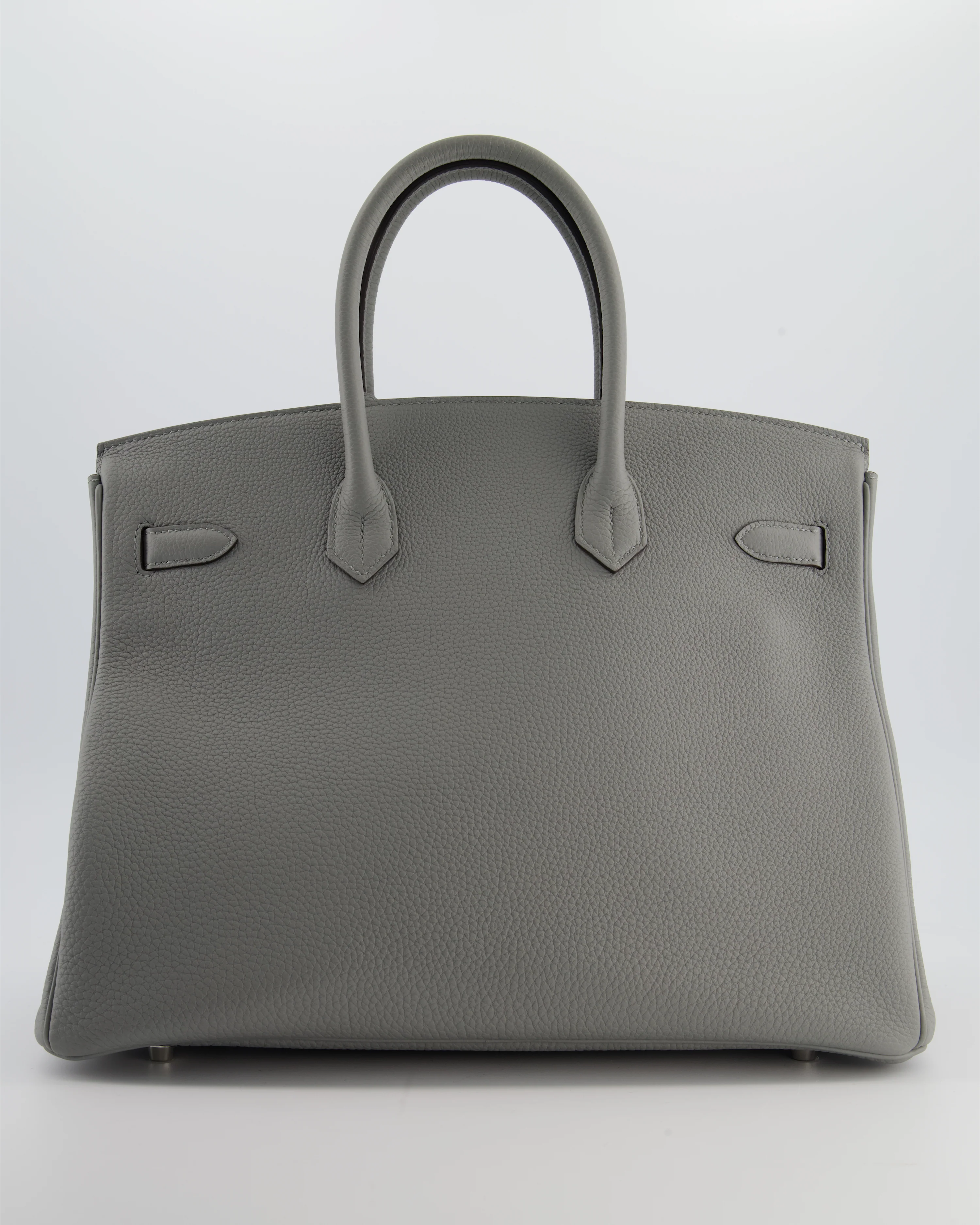 Hermès Birkin 35 Verso Retourne Bag in Gris Mouette Togo Leather and Blue Agate with Palladium Hardware - Image 6
