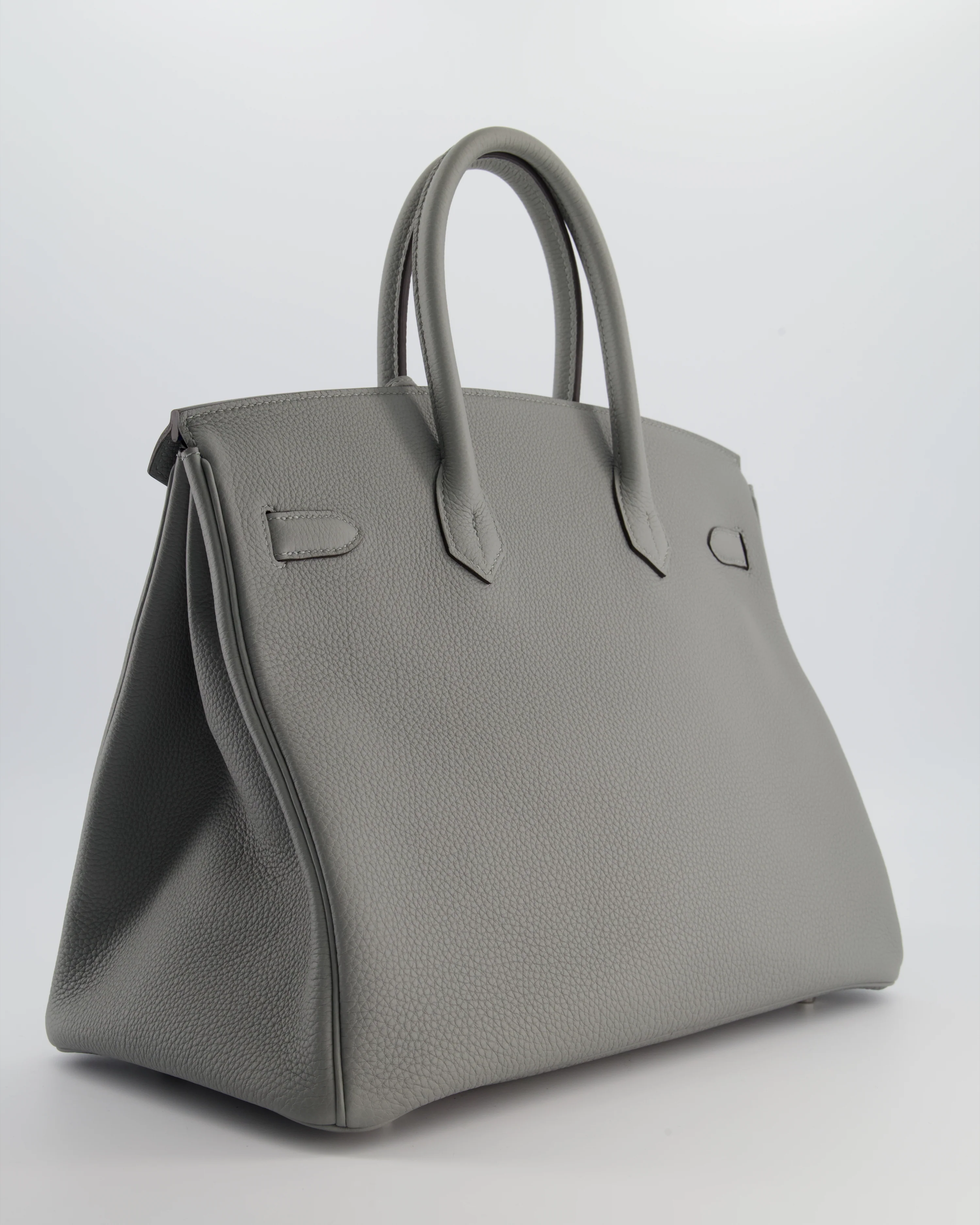 Hermès Birkin 35 Verso Retourne Bag in Gris Mouette Togo Leather and Blue Agate with Palladium Hardware - Image 7