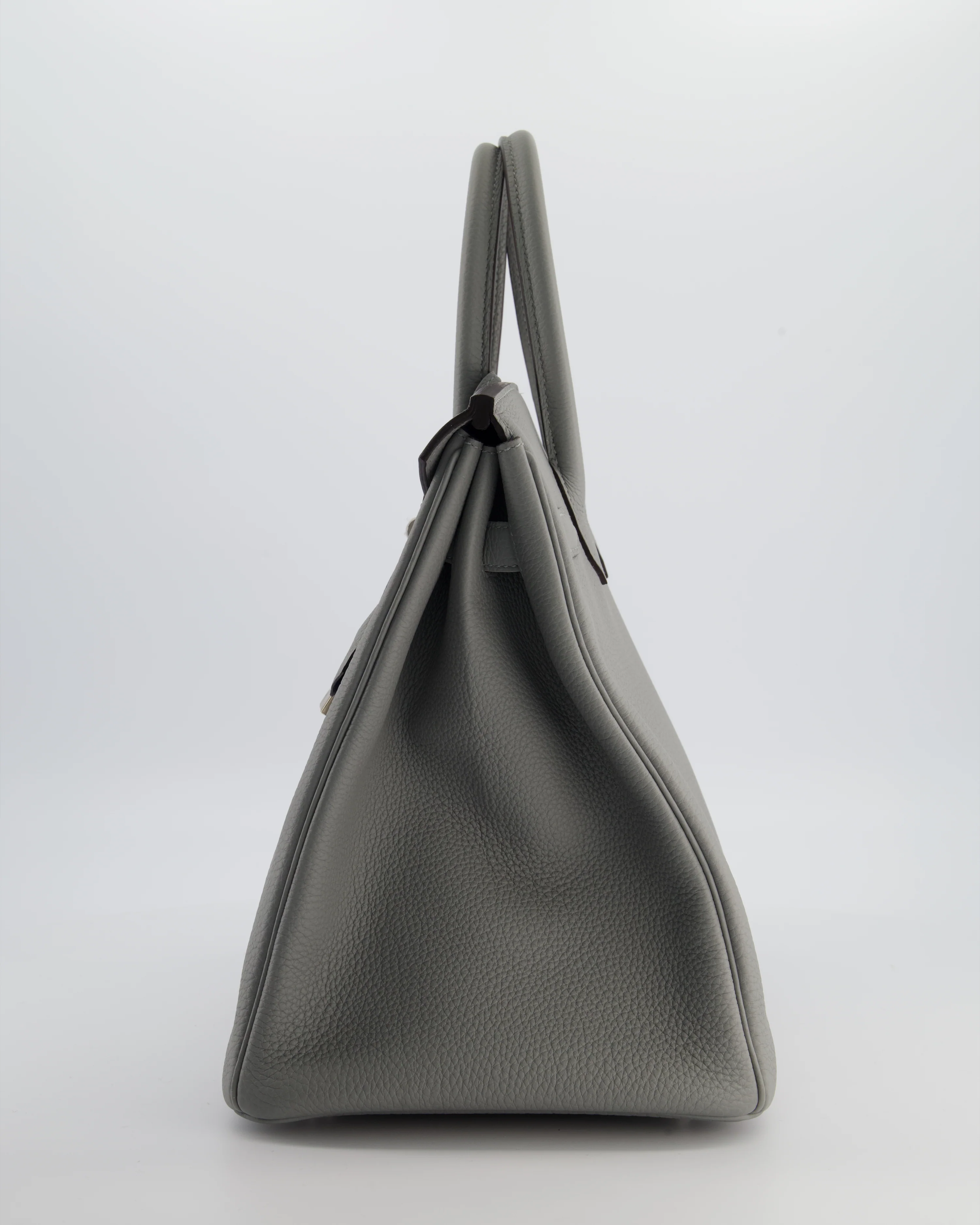 Hermès Birkin 35 Verso Retourne Bag in Gris Mouette Togo Leather and Blue Agate with Palladium Hardware - Image 8