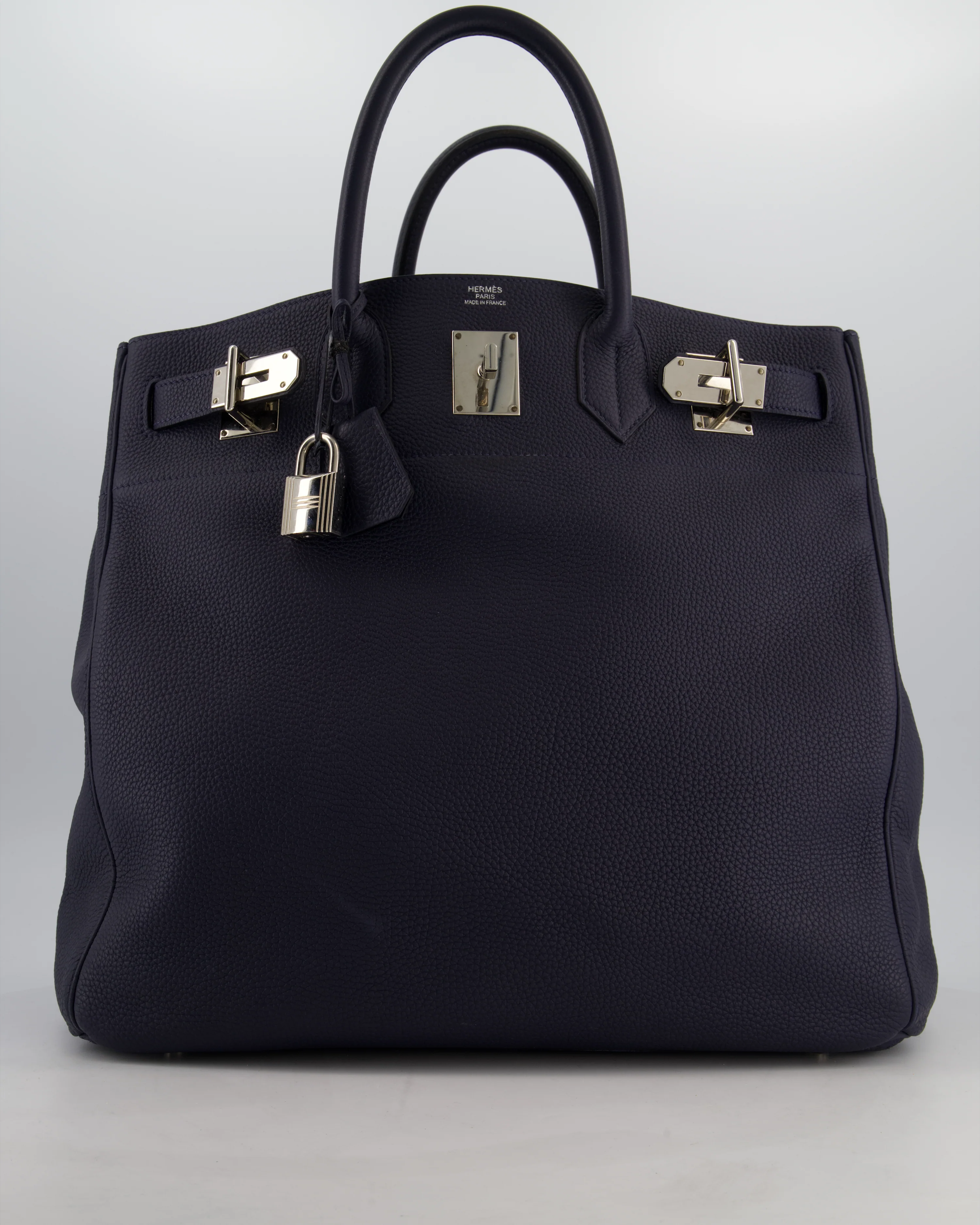 *RARE* Hermès HAC Bag 40 in Bleu Abysse Togo Leather With Palladium Hardware - Image 3