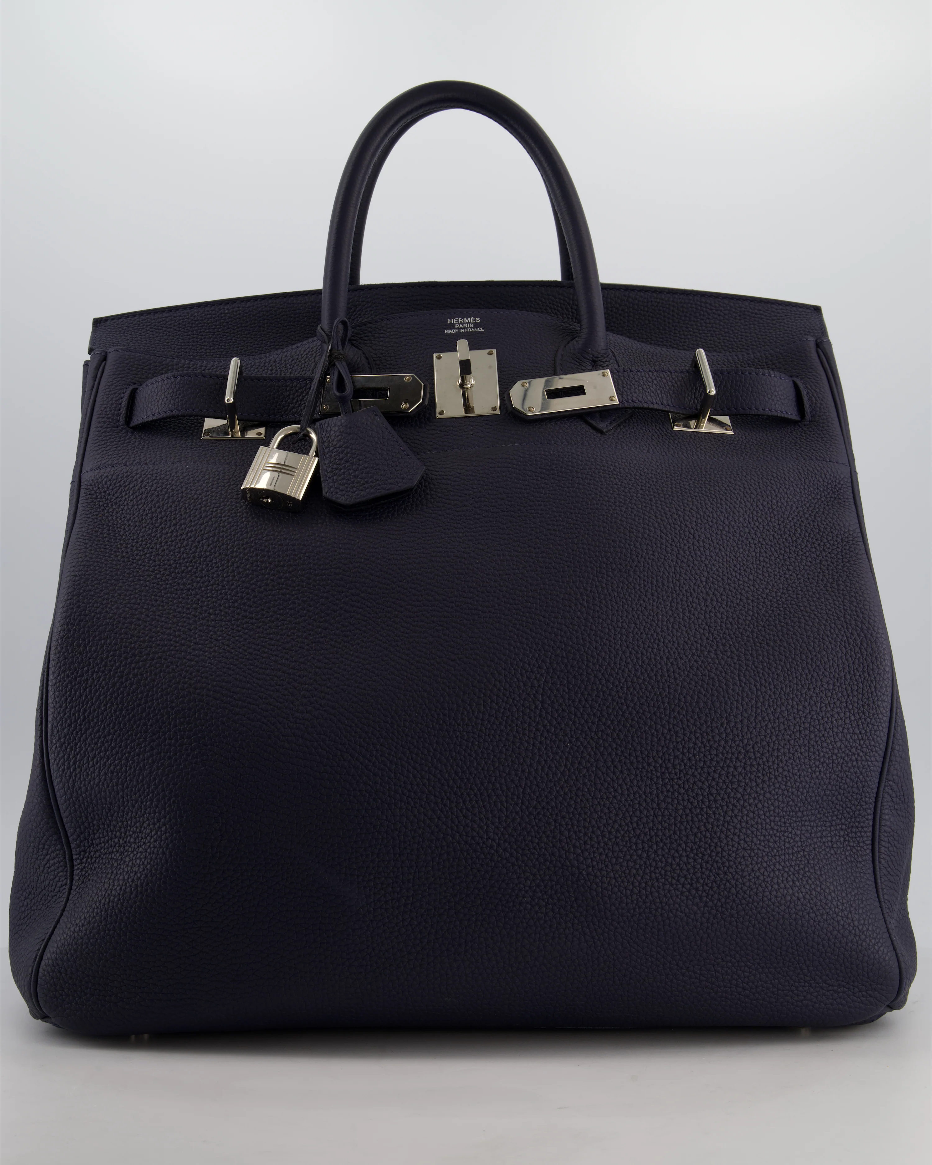 *RARE* Hermès HAC Bag 40 in Bleu Abysse Togo Leather With Palladium Hardware - Image 4