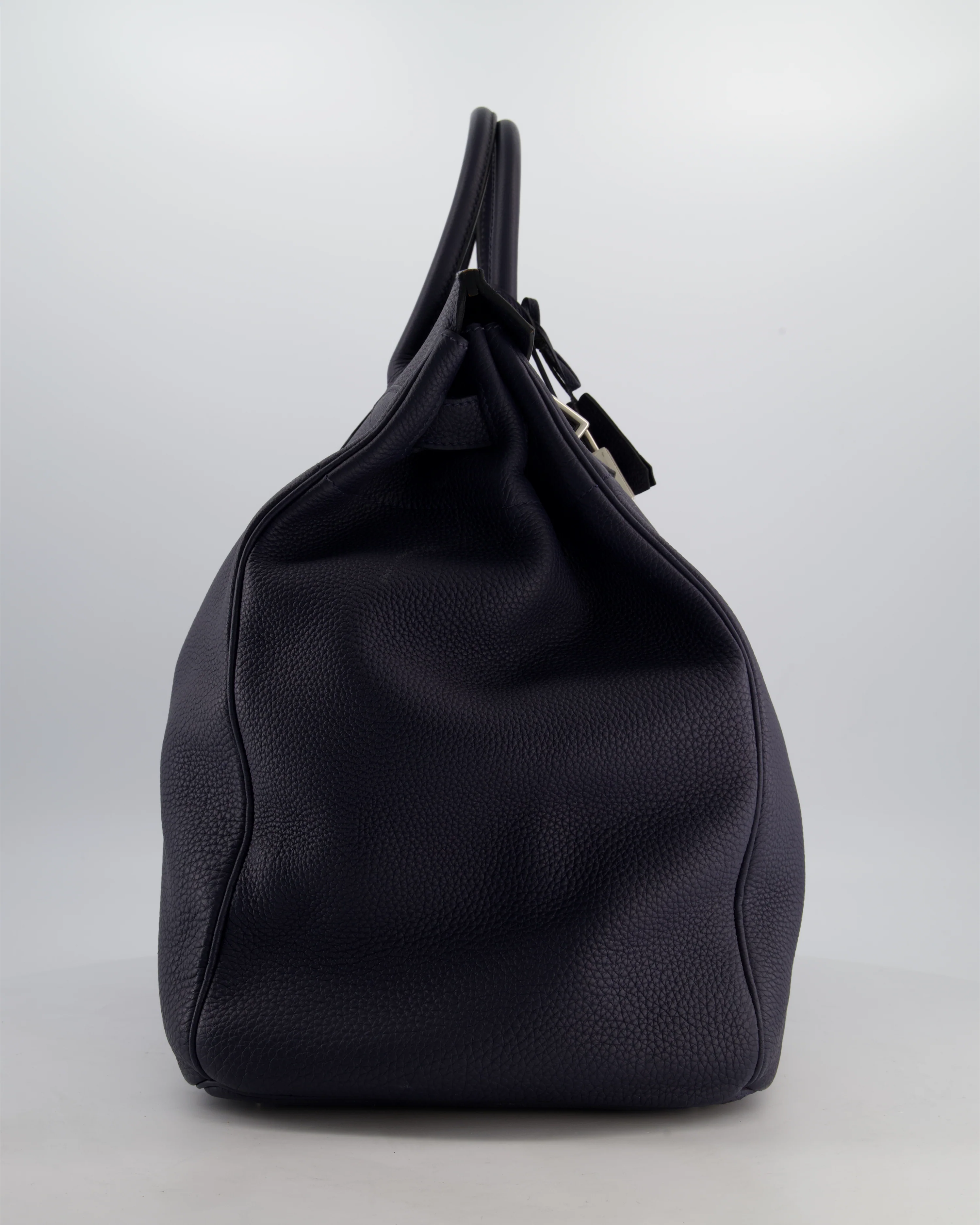 *RARE* Hermès HAC Bag 40 in Bleu Abysse Togo Leather With Palladium Hardware - Image 5