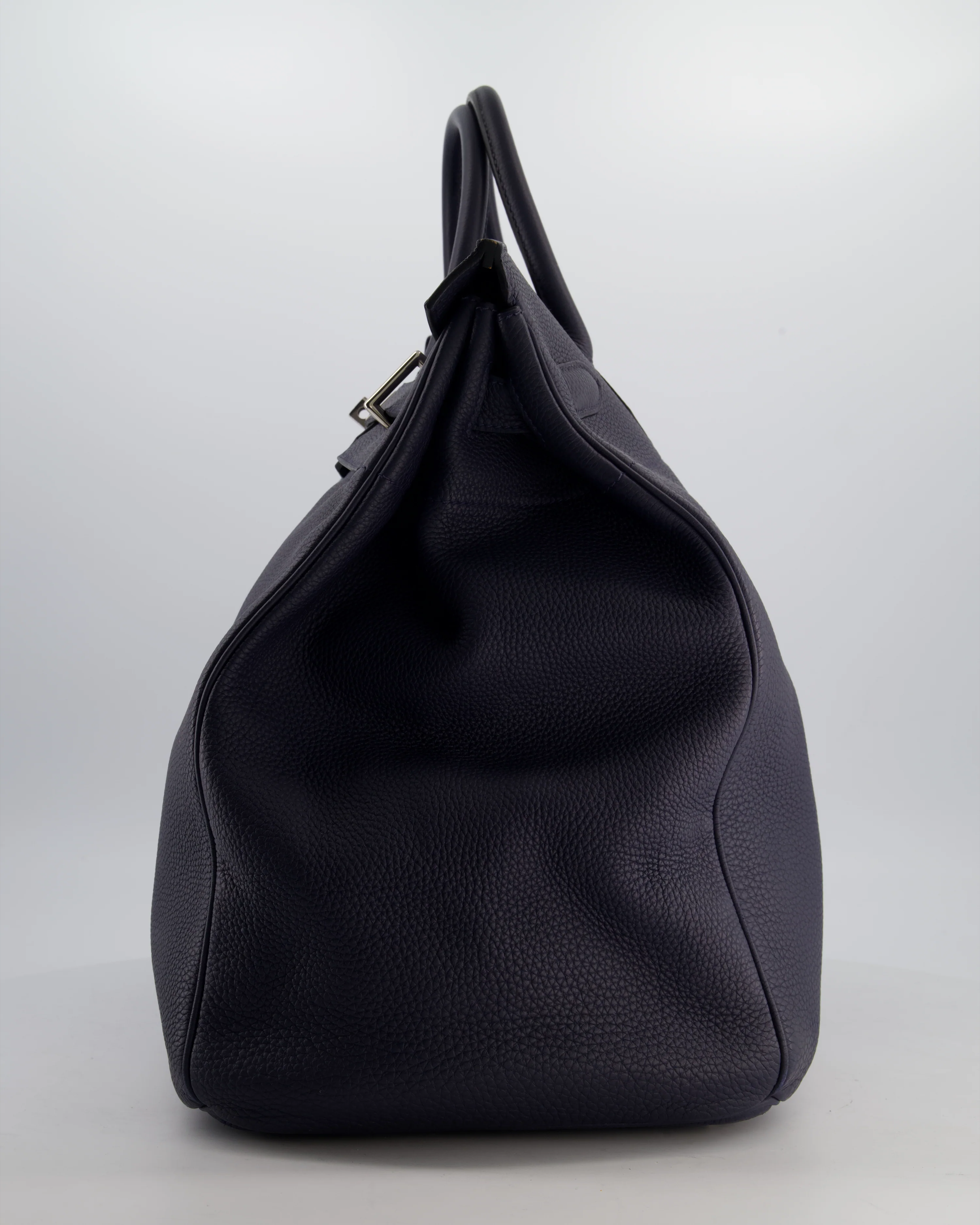 *RARE* Hermès HAC Bag 40 in Bleu Abysse Togo Leather With Palladium Hardware - Image 9