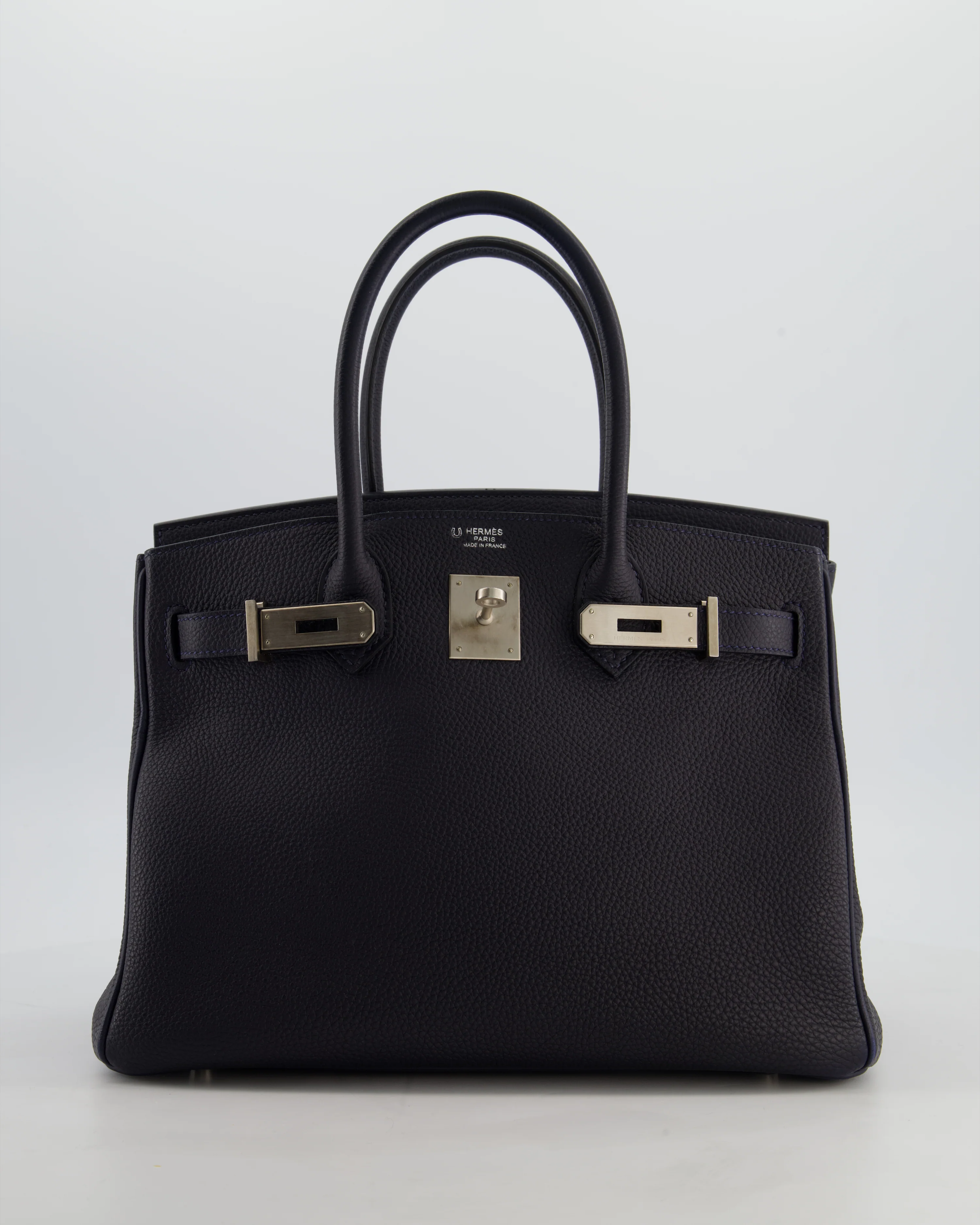 *RARE* Hermès HSS Birkin 30 Retourne Verso Bag in Bleu Nuit Togo Leather, Gris Mouette Interior with Brushed Palladium Hardware - Image 2