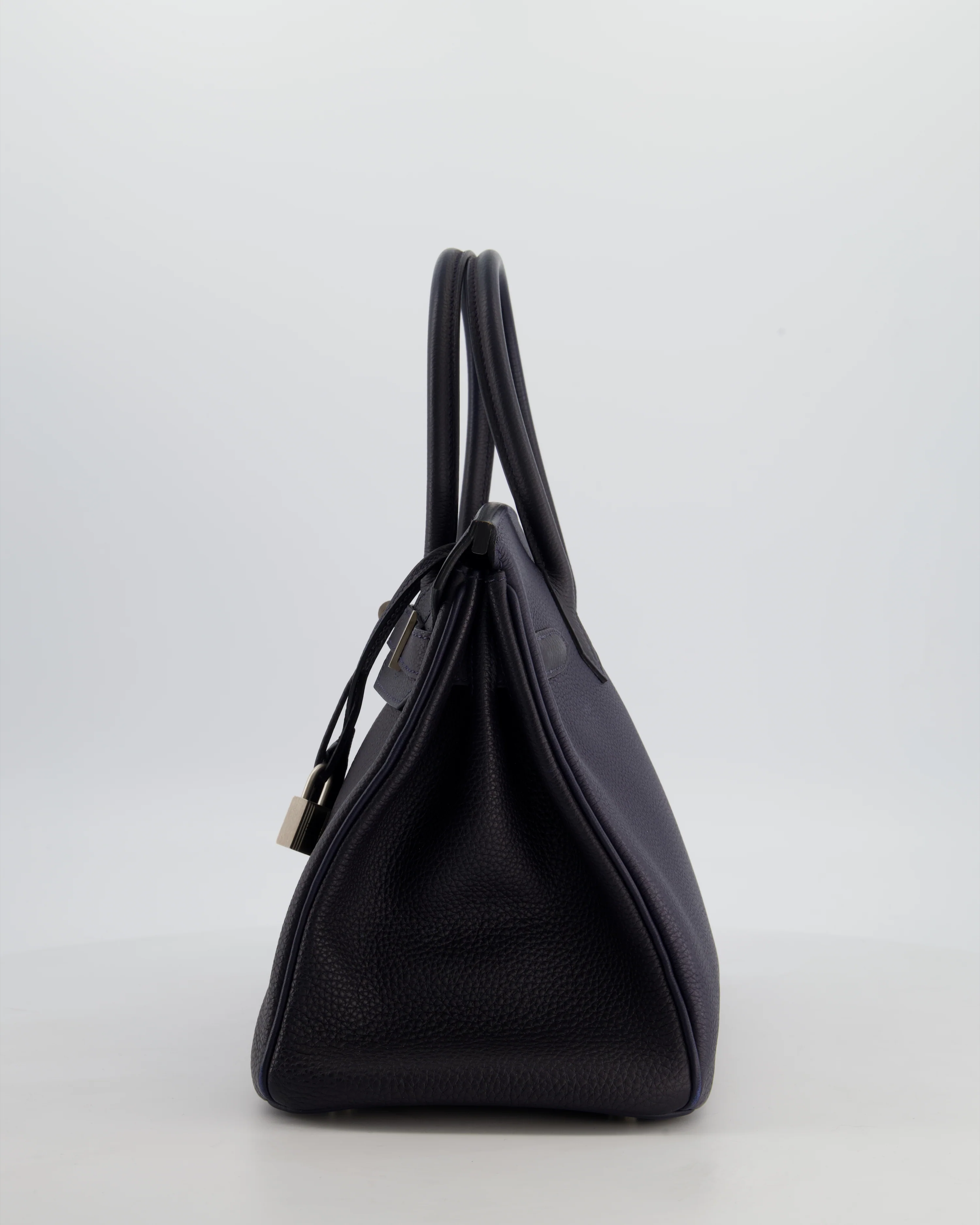*RARE* Hermès HSS Birkin 30 Retourne Verso Bag in Bleu Nuit Togo Leather, Gris Mouette Interior with Brushed Palladium Hardware - Image 9