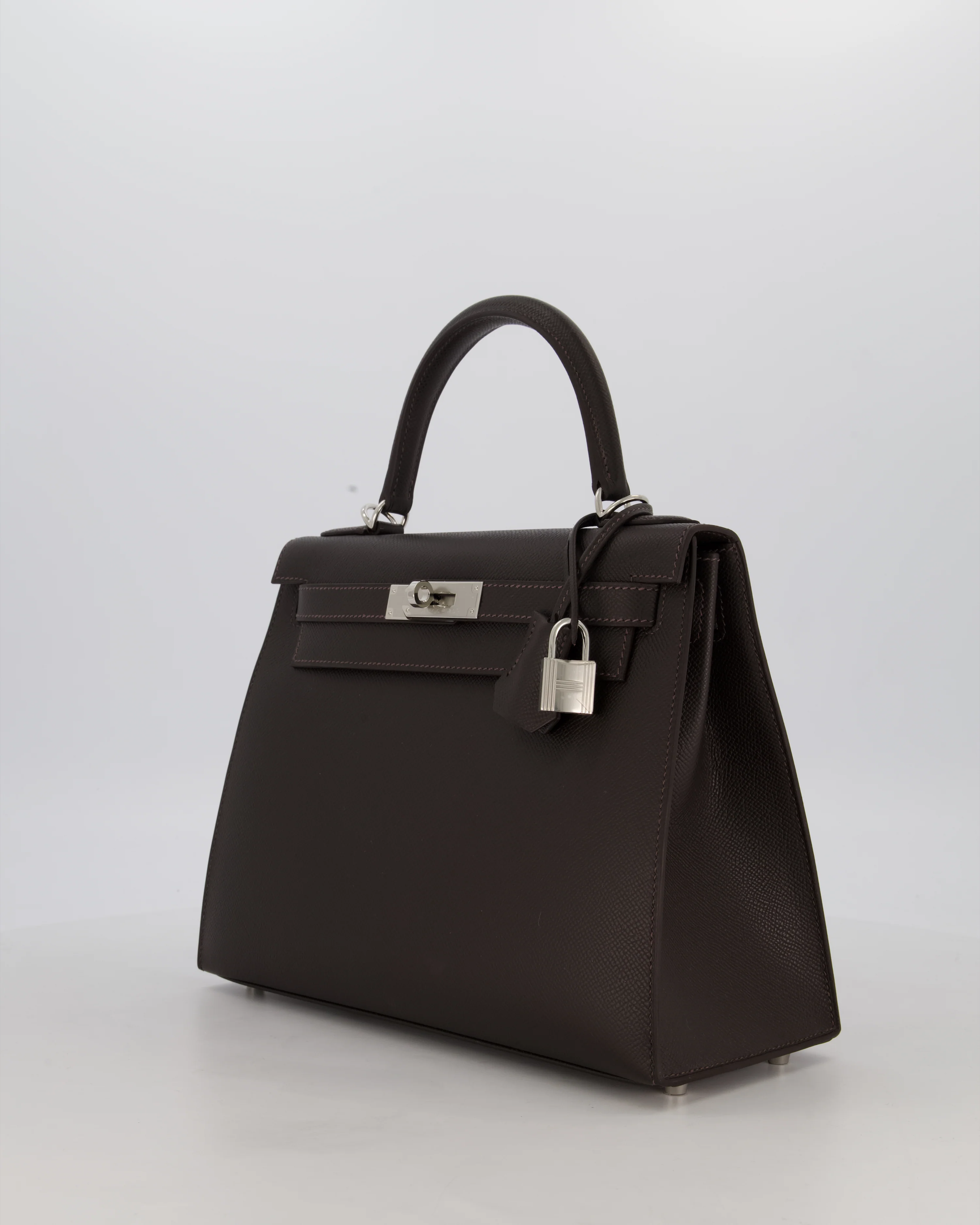 *RARE* Hermès Kelly 28 Sellier Bag in Bai Brun Epsom Leather with Palladium Hardware - Image 10