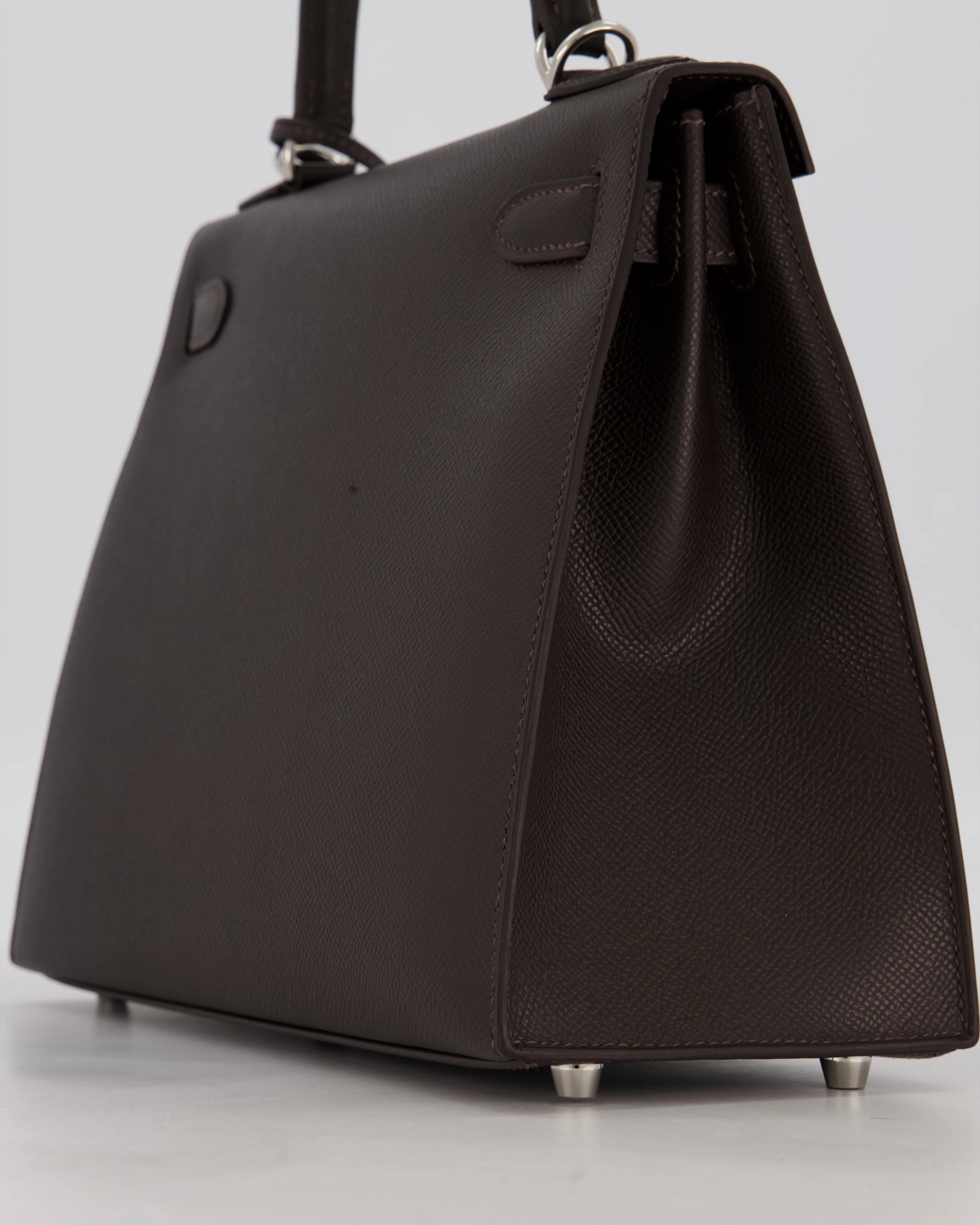 *RARE* Hermès Kelly 28 Sellier Bag in Bai Brun Epsom Leather with Palladium Hardware - Image 12