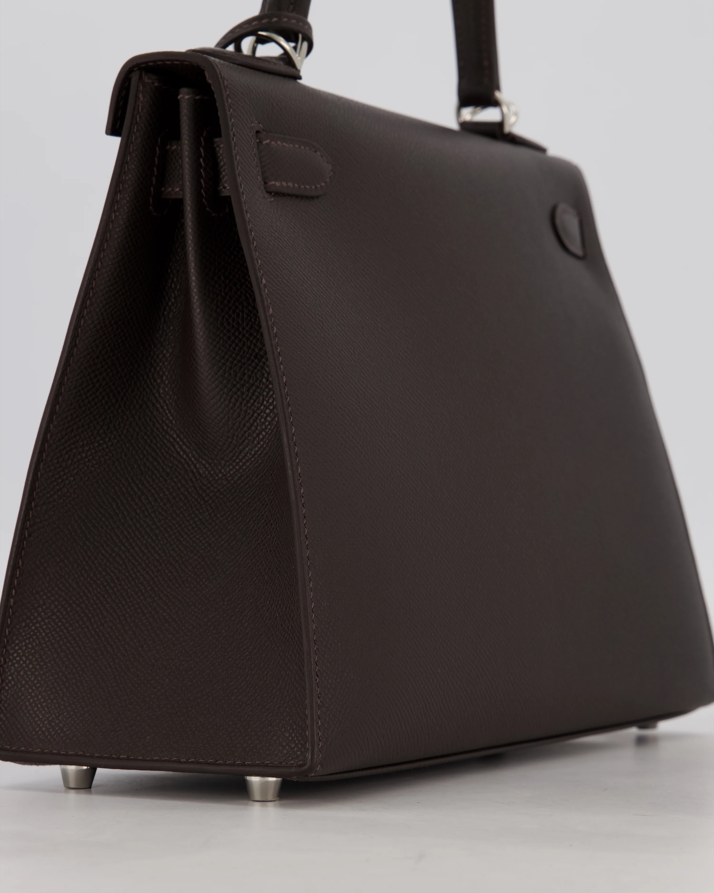 *RARE* Hermès Kelly 28 Sellier Bag in Bai Brun Epsom Leather with Palladium Hardware - Image 14