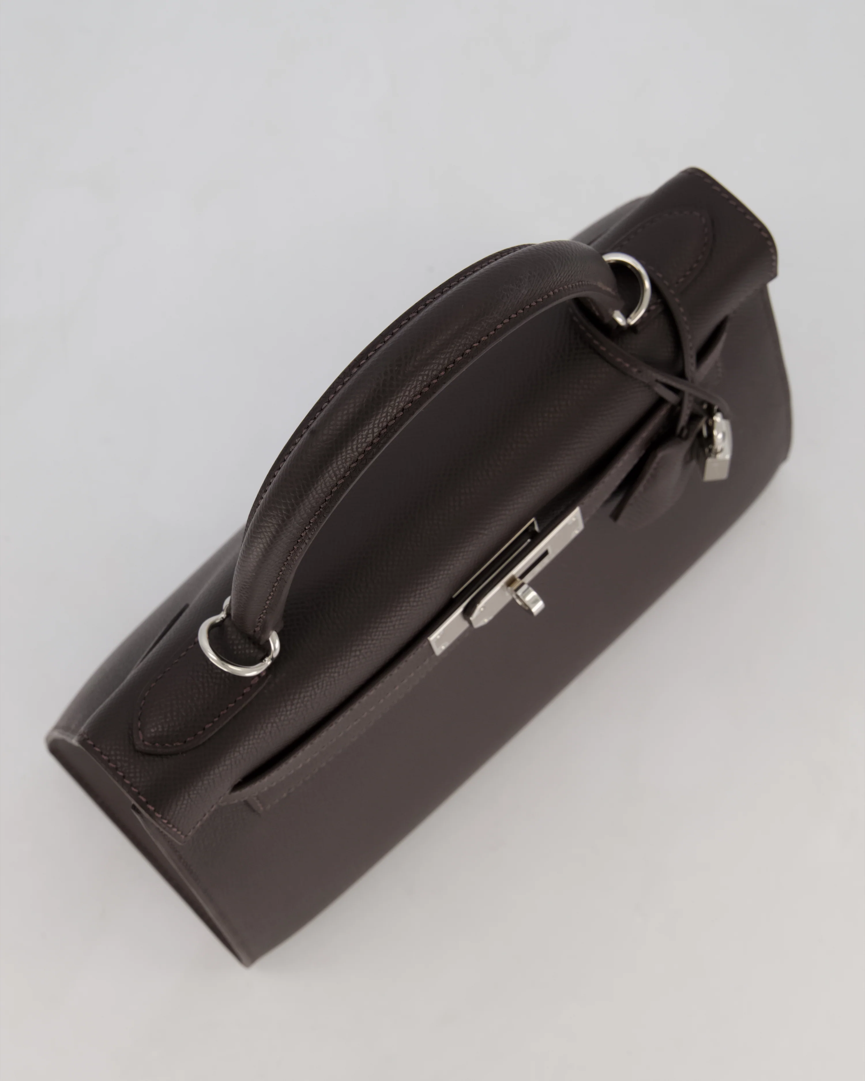 *RARE* Hermès Kelly 28 Sellier Bag in Bai Brun Epsom Leather with Palladium Hardware - Image 16