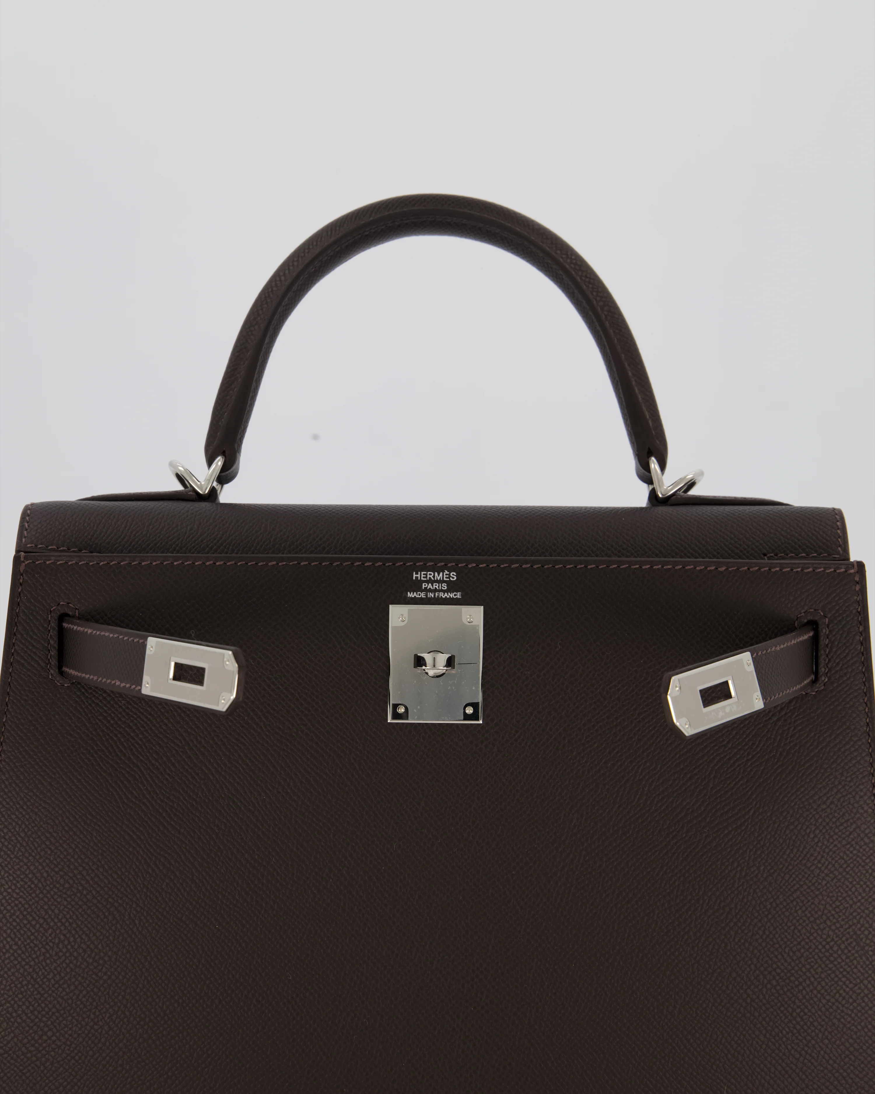 *RARE* Hermès Kelly 28 Sellier Bag in Bai Brun Epsom Leather with Palladium Hardware - Image 17