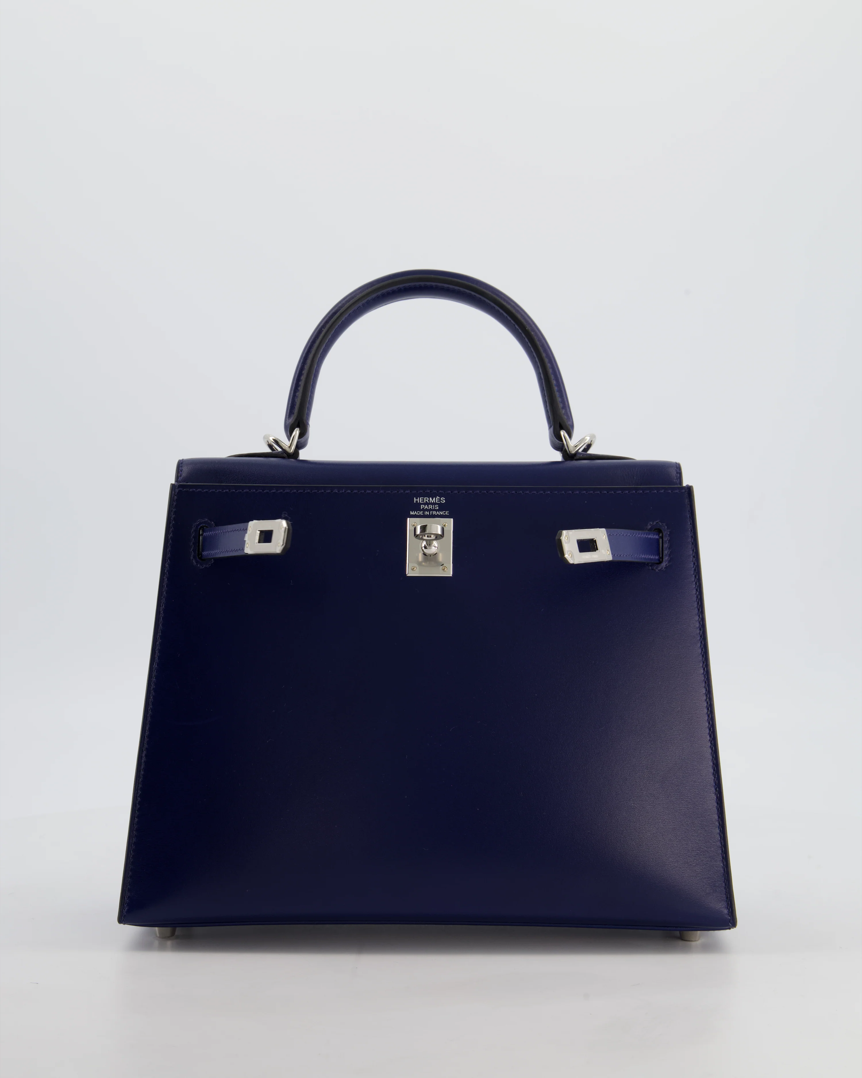 *RARE* Hermès Kelly 25 Sellier Bag in Bleu Saphir Box Leather with Palladium Hardware - Image 18