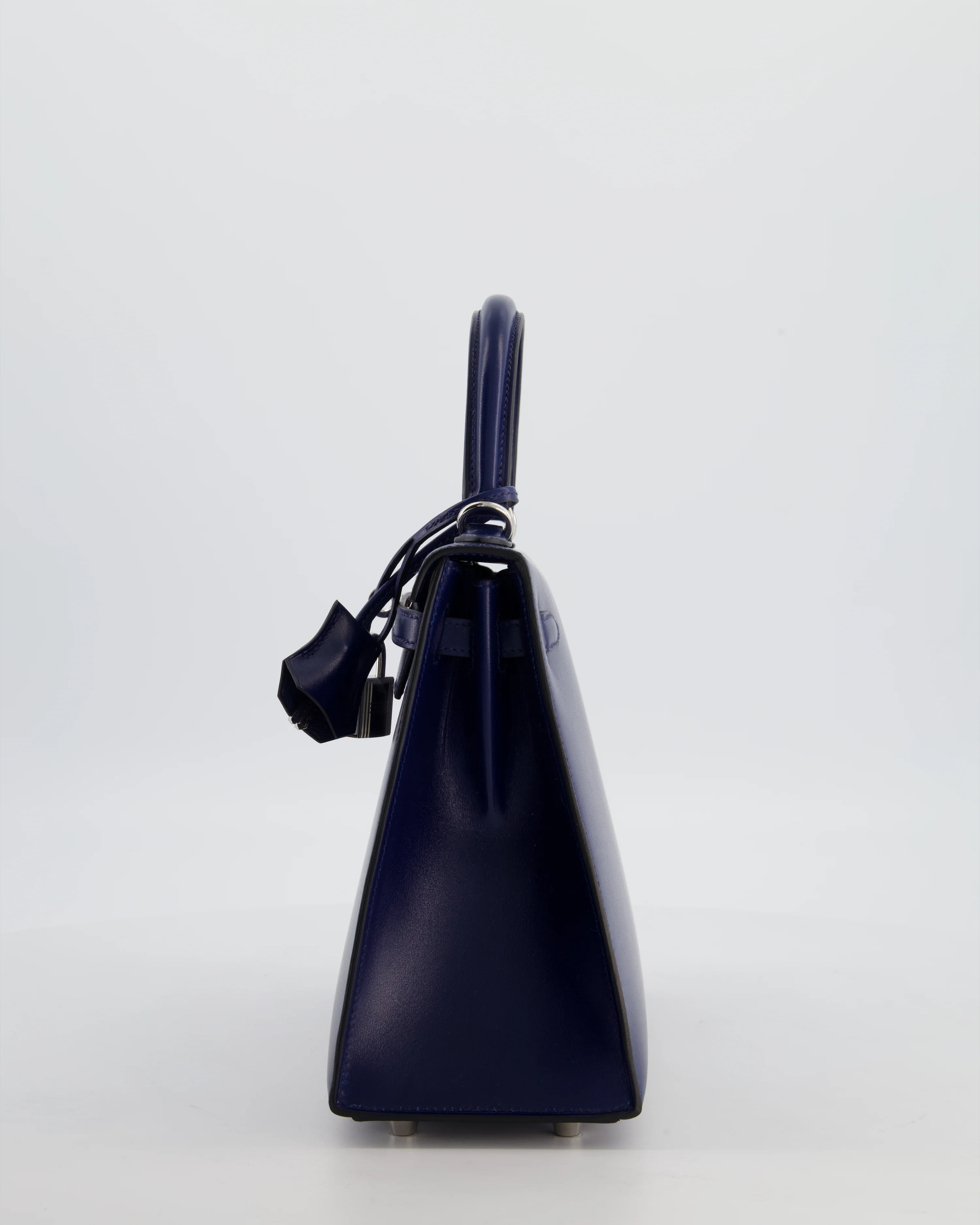 *RARE* Hermès Kelly 25 Sellier Bag in Bleu Saphir Box Leather with Palladium Hardware - Image 8