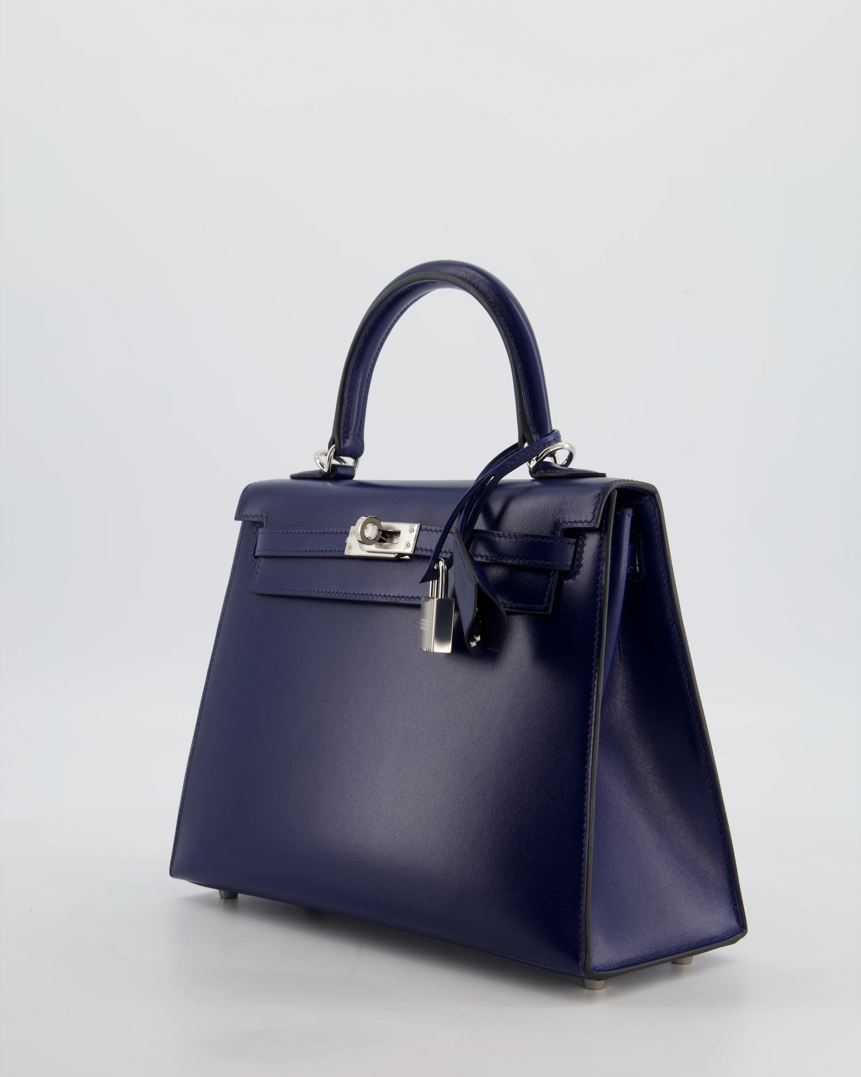 *RARE* Hermès Kelly 25 Sellier Bag in Bleu Saphir Box Leather with Palladium Hardware - Image 9