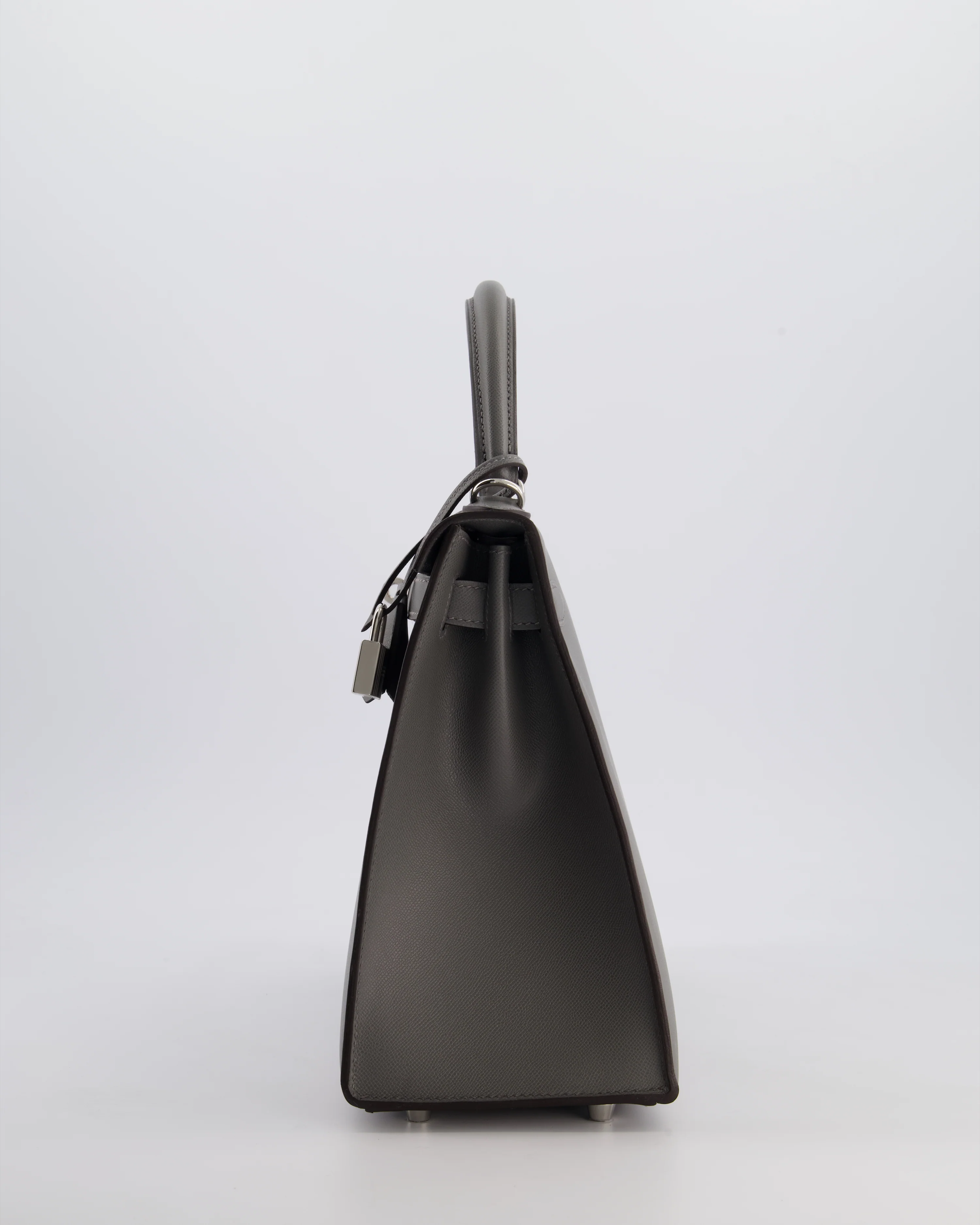 *RARE* Hermès Kelly 28 Sellier Bag in Gris Meyer Madame Leather with Palladium Hardware - Image 9