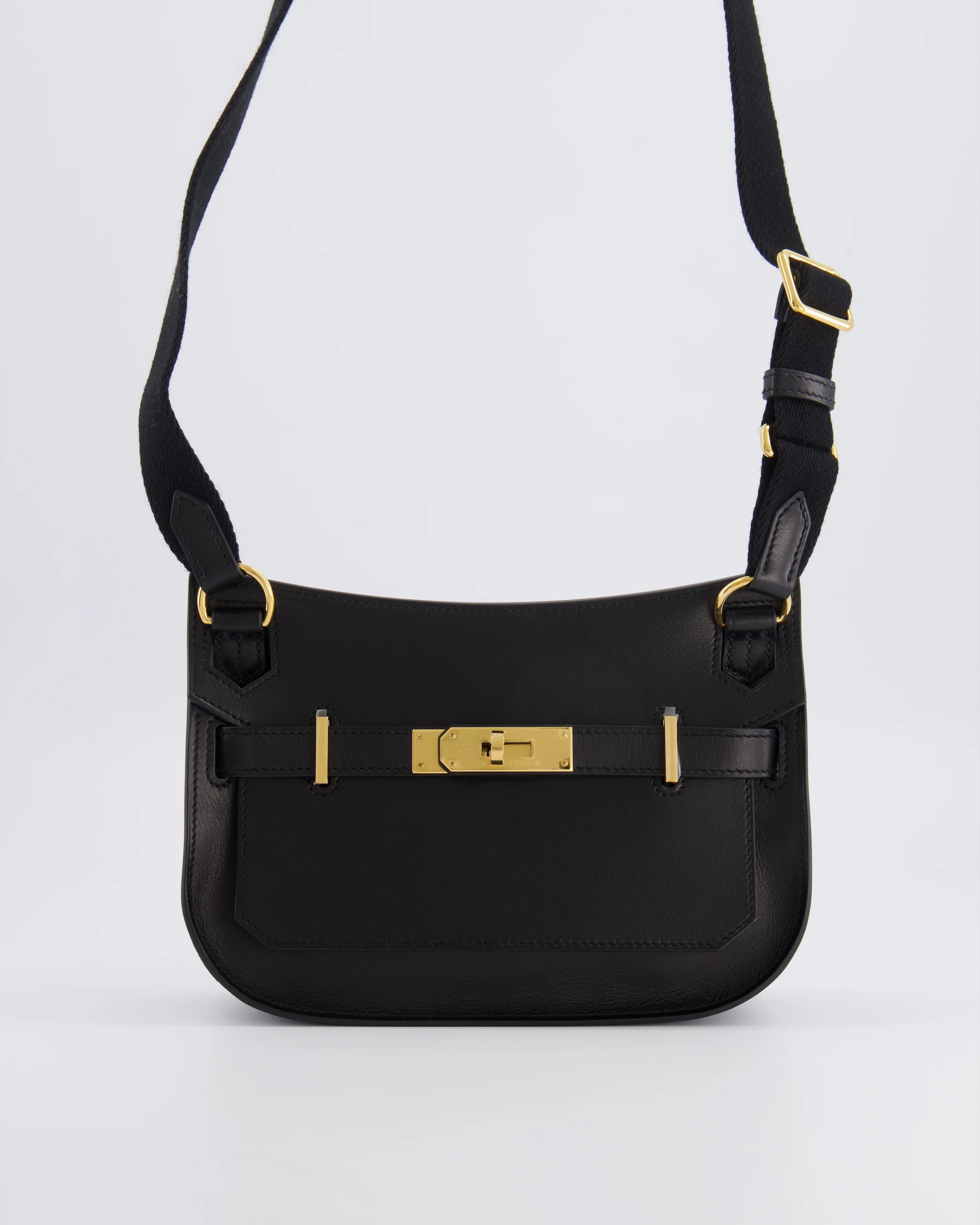 *RARE* Hermès Mini Jypsiere Crossbody Bag in Black Evergrain Leather with Gold Hardware - Image 11