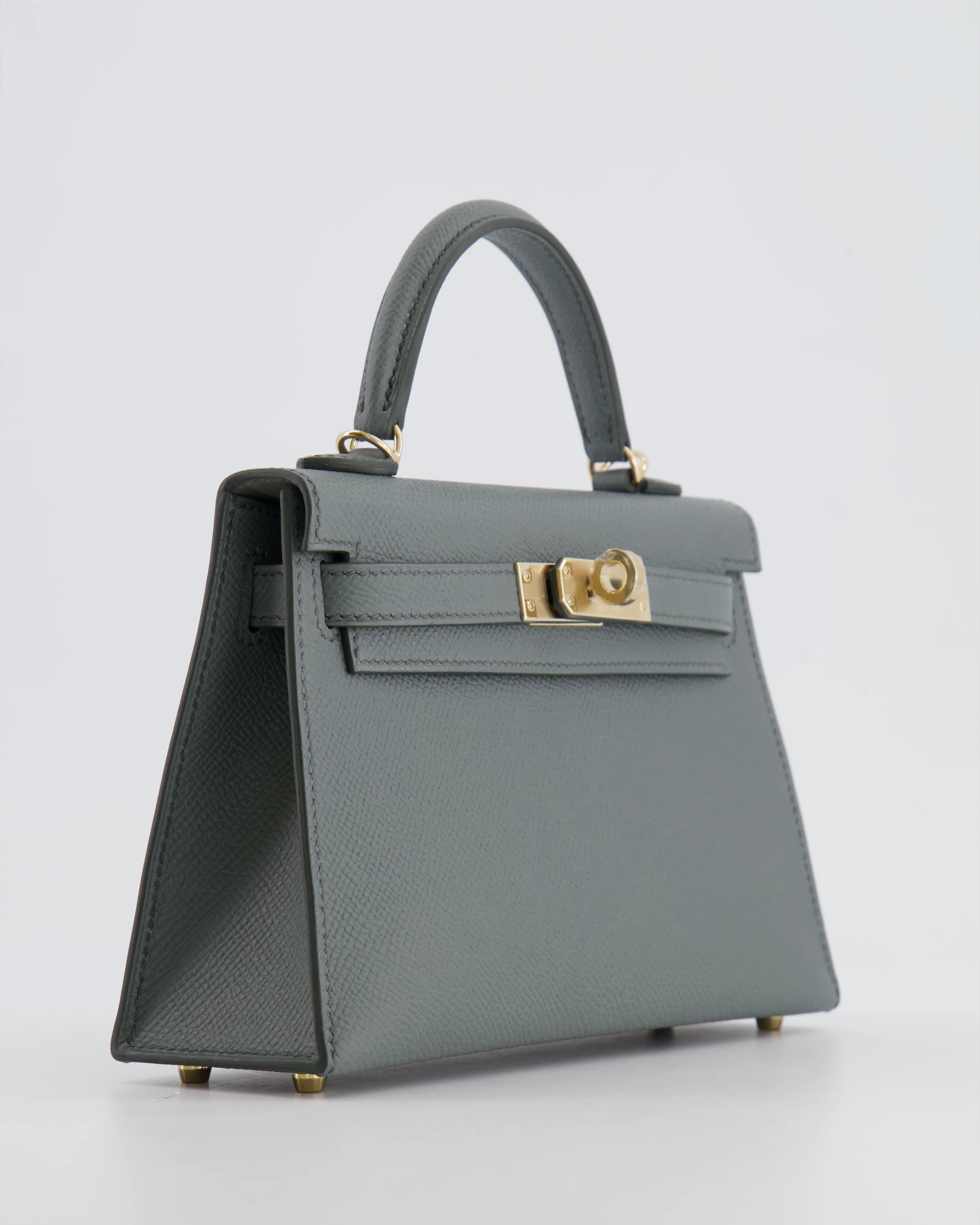 *RARE* Hermès Mini Kelly II 20 Bag in Vert Amande Epsom Leather with Permabrass Hardware - Image 13