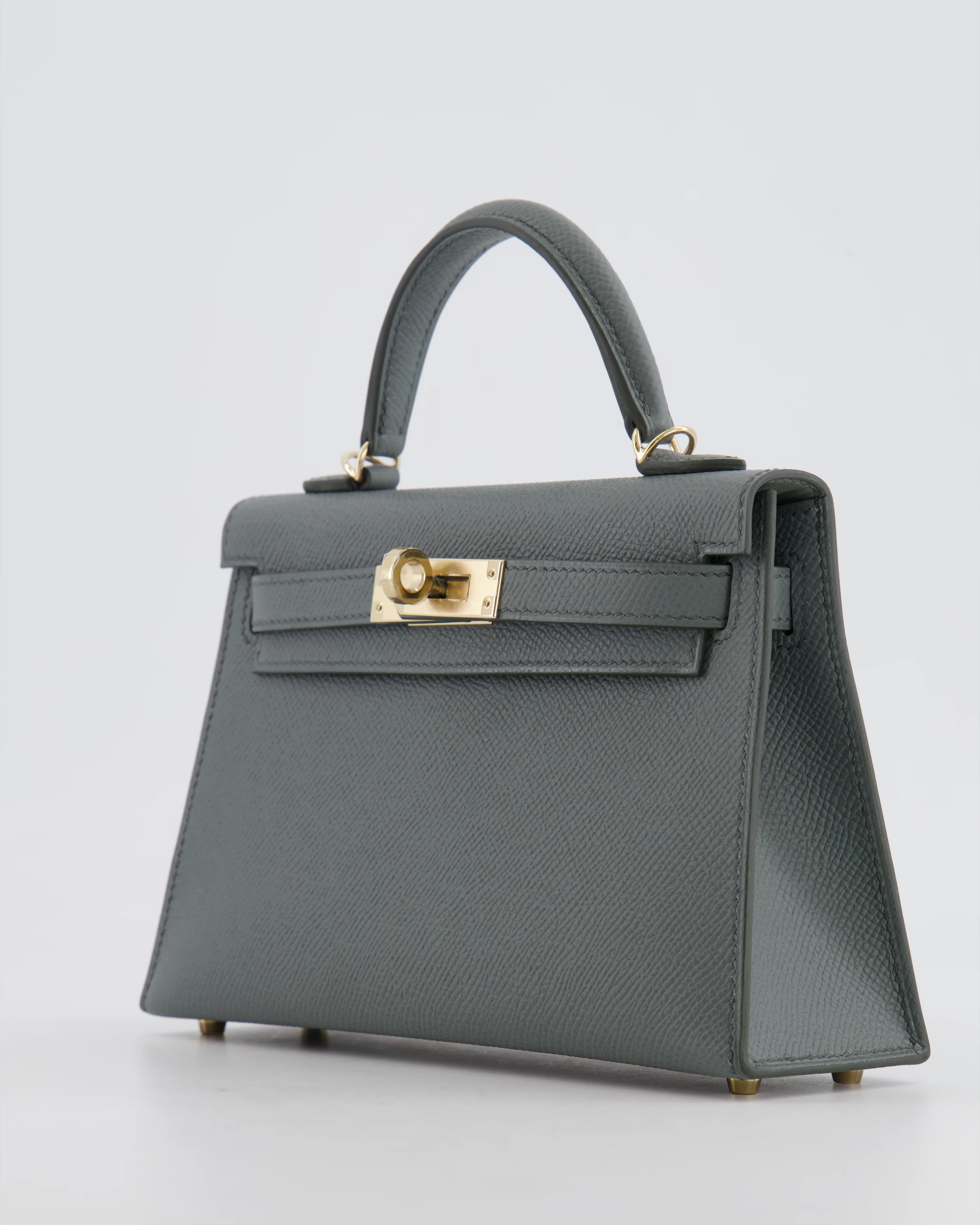 *RARE* Hermès Mini Kelly II 20 Bag in Vert Amande Epsom Leather with Permabrass Hardware - Image 14