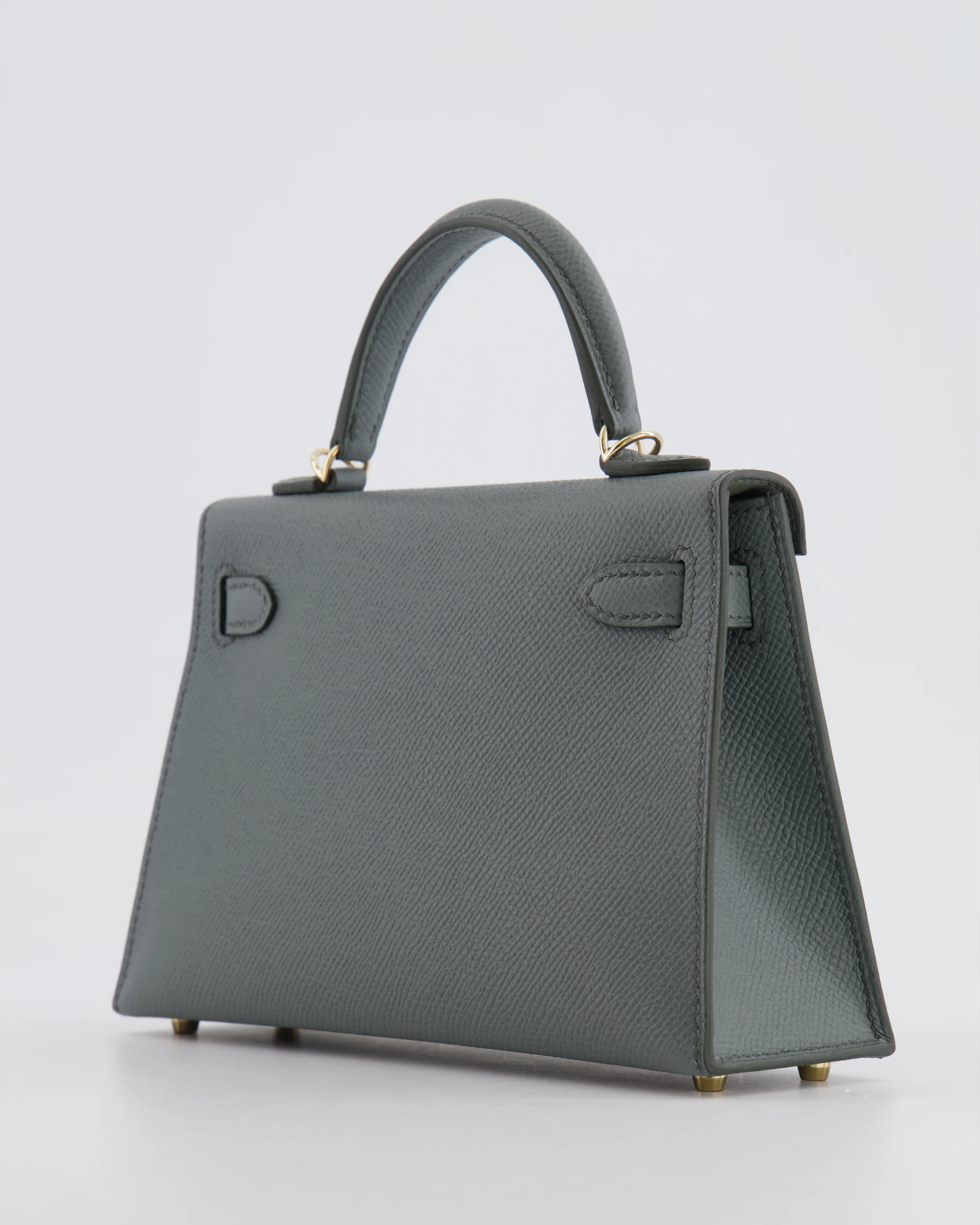 *RARE* Hermès Mini Kelly II 20 Bag in Vert Amande Epsom Leather with Permabrass Hardware - Image 15
