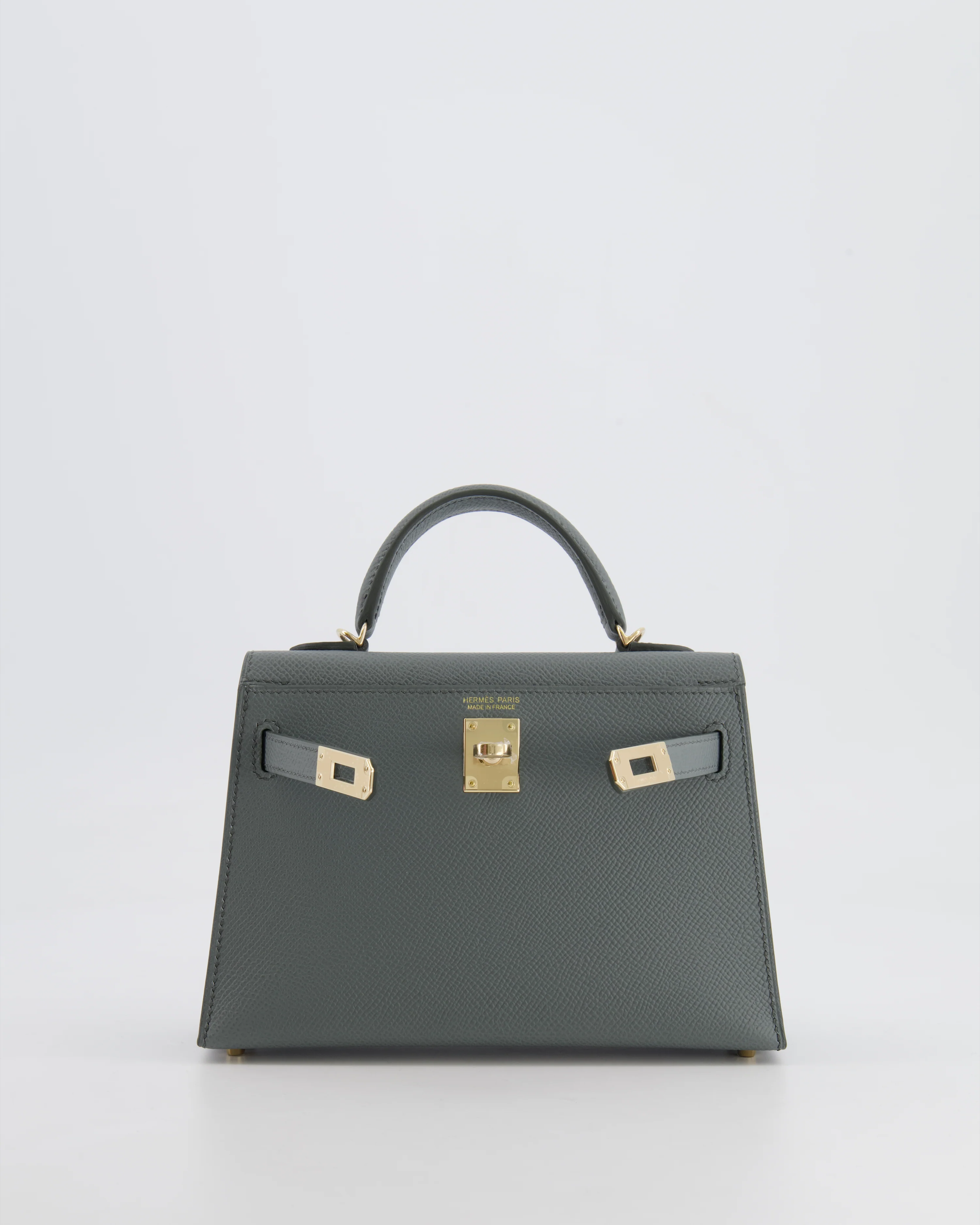 *RARE* Hermès Mini Kelly II 20 Bag in Vert Amande Epsom Leather with Permabrass Hardware - Image 3