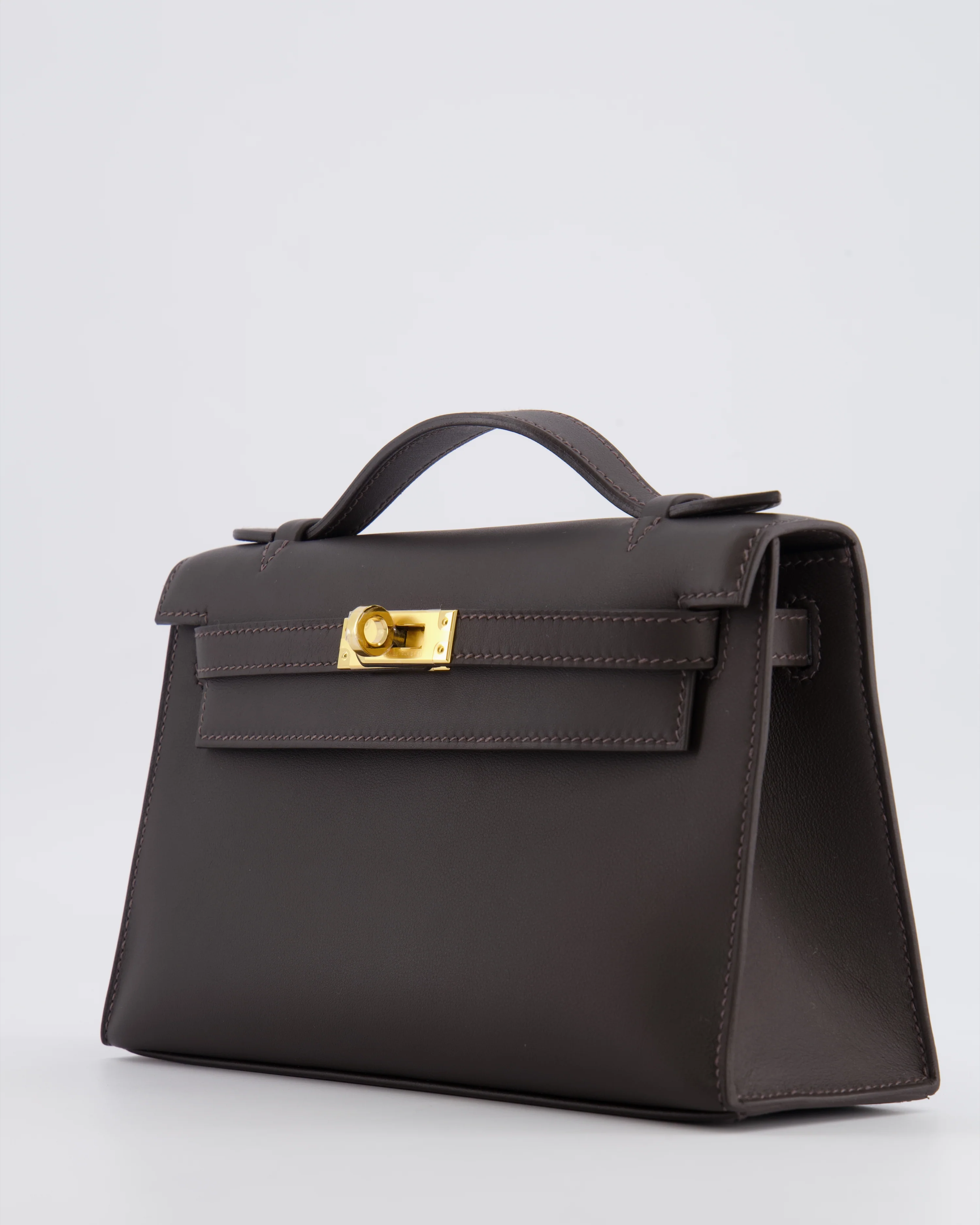 *RARE* Hermès Kelly Pochette Bag in Bai Brun Swift Leather with Gold Hardware - Image 10