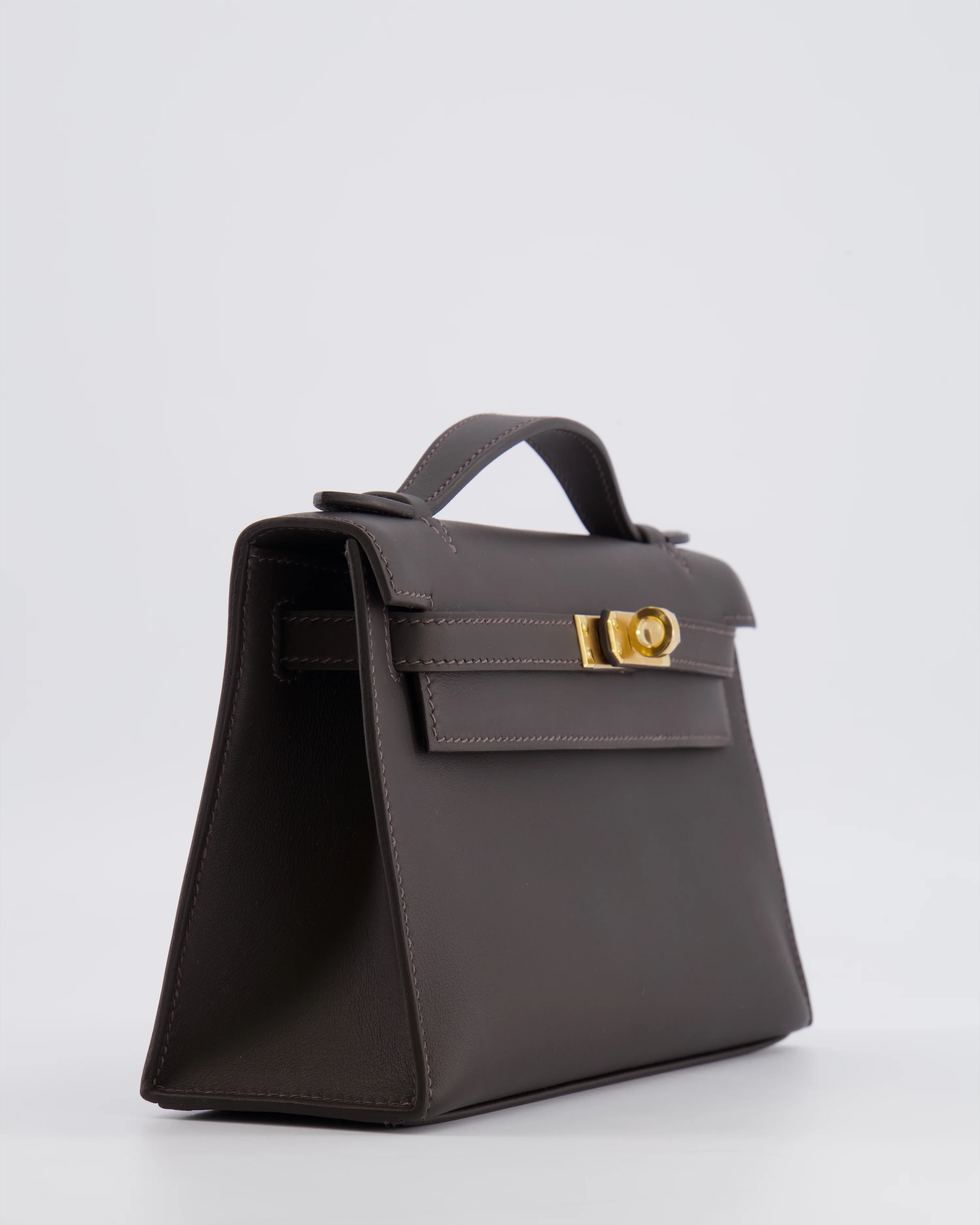 *RARE* Hermès Kelly Pochette Bag in Bai Brun Swift Leather with Gold Hardware - Image 9