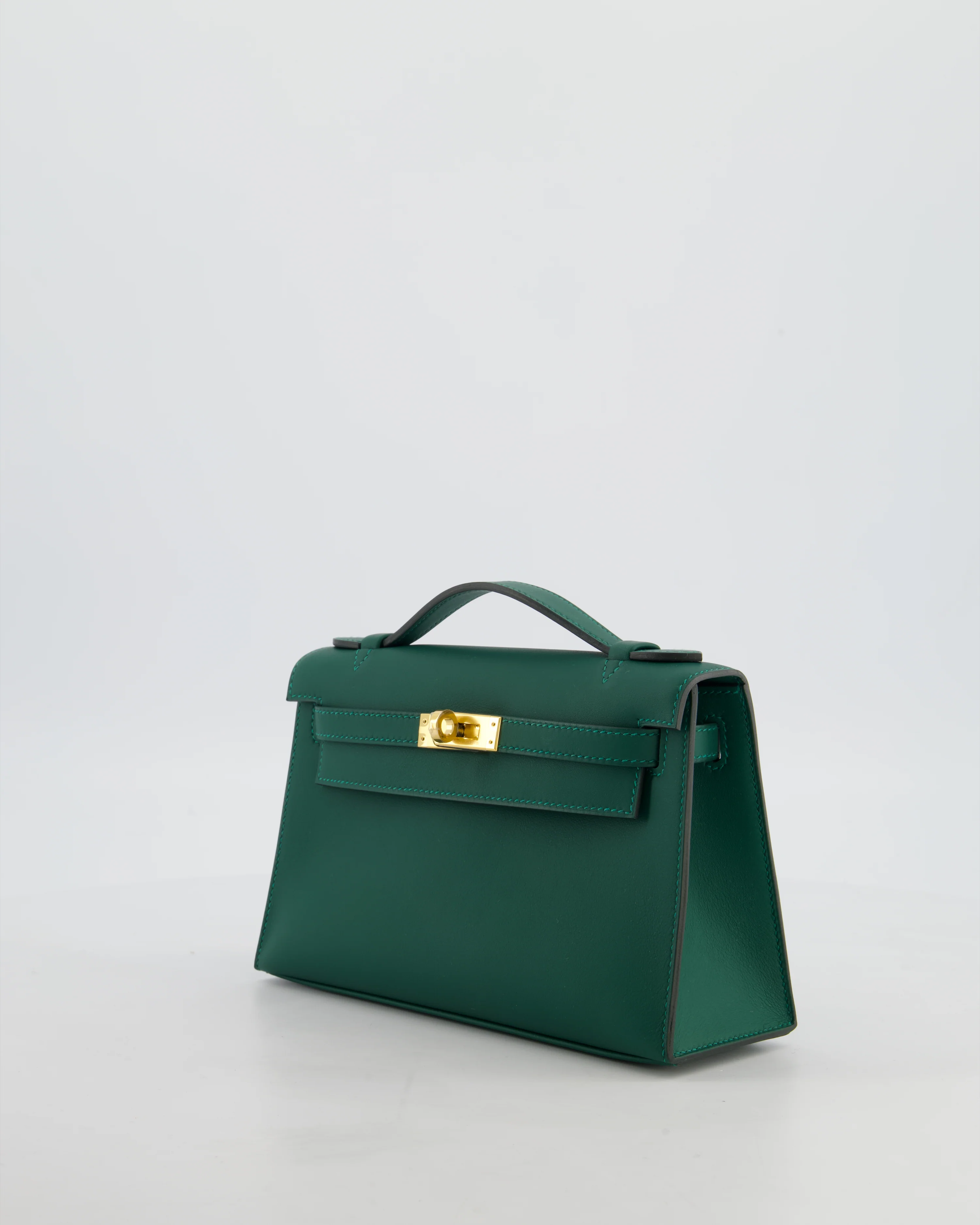 *RARE* Hermès Mini Kelly Pochette Bag in Vert Moyen Swift Leather with Gold Hardware - Image 9