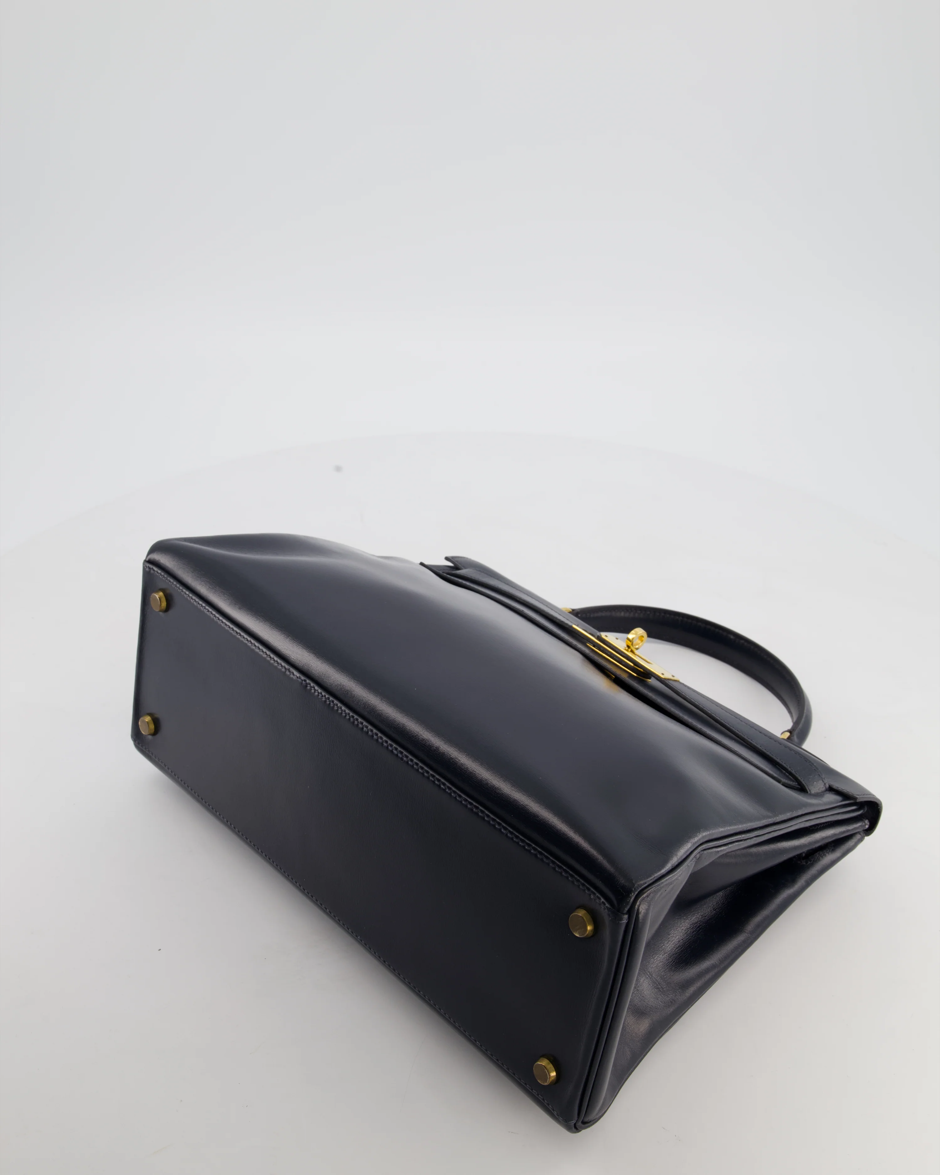 *RARE* Hermès Vintage Kelly 32 Retourne Bag in Bleu Navy Box Calf Leather with Gold Hardware - Image 20