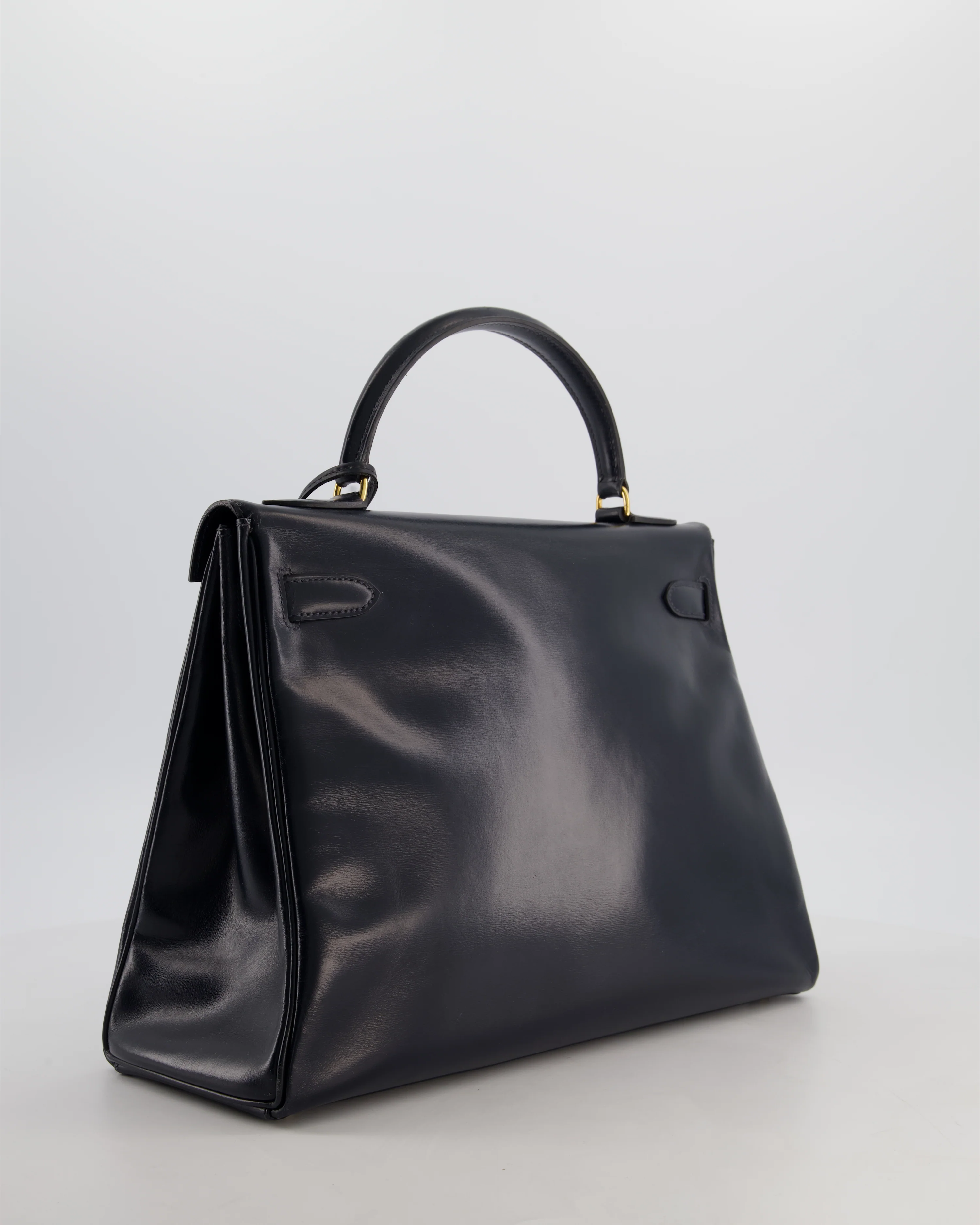 *RARE* Hermès Vintage Kelly 32 Retourne Bag in Bleu Navy Box Calf Leather with Gold Hardware - Image 6