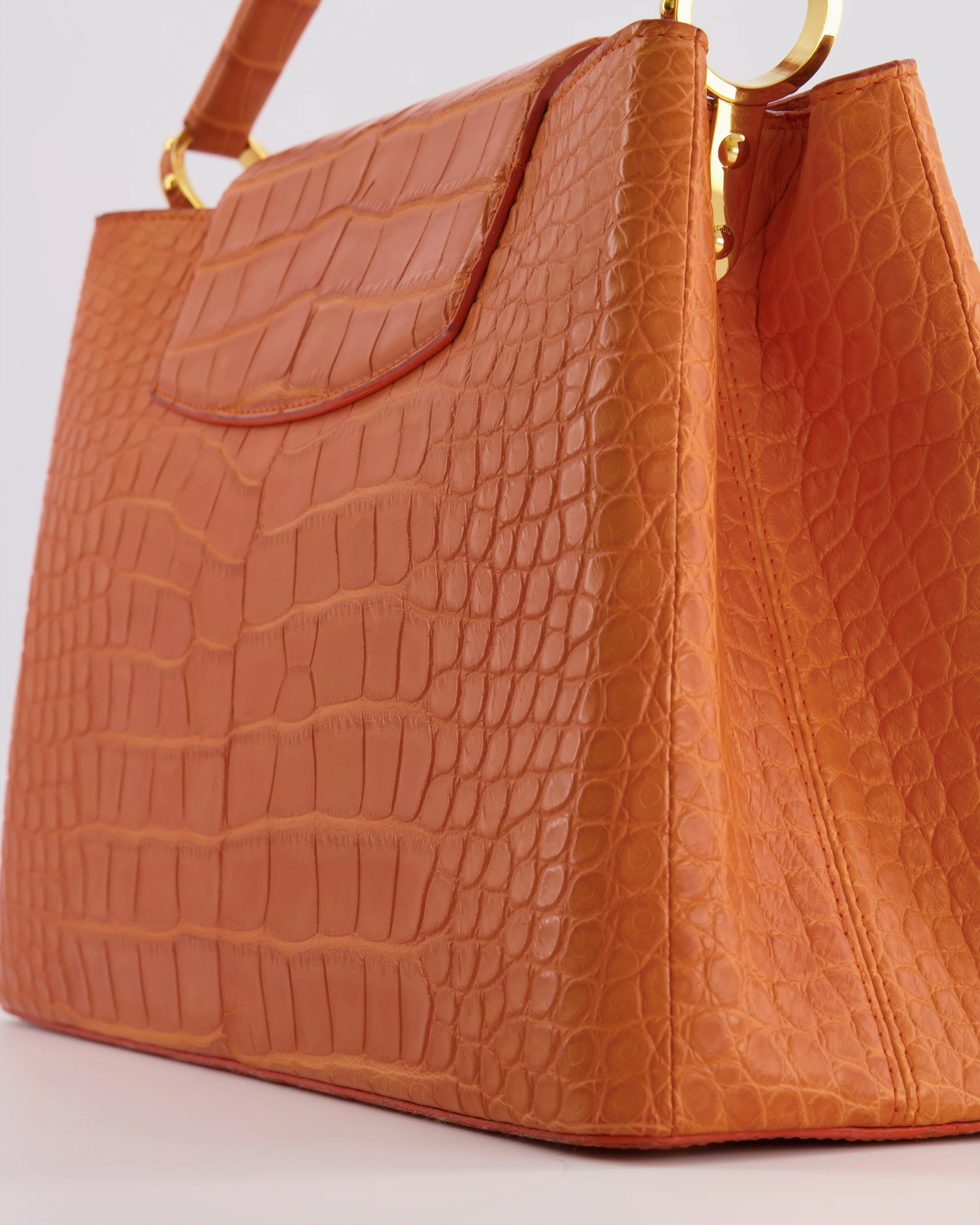 *RARE* Louis Vuitton Mandarine Orange Capucines Large Bag in Crocodile Niloticus Leather with Gold Hardware RRP £32,000 - Image 13