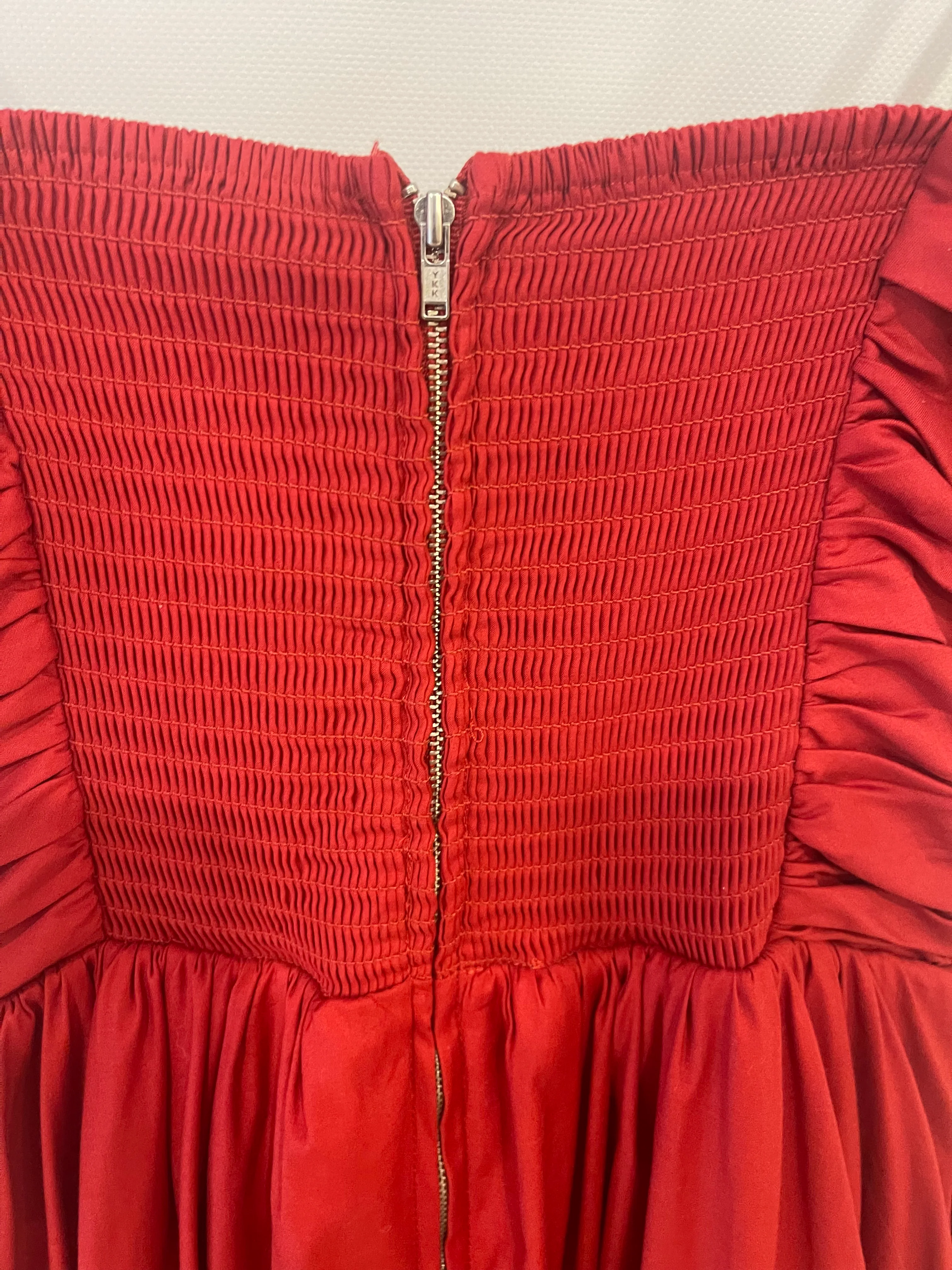 Reformation Red Maxi Dress with Pockets and Ruched Detail Size US 8 (UK 10) - Image 12