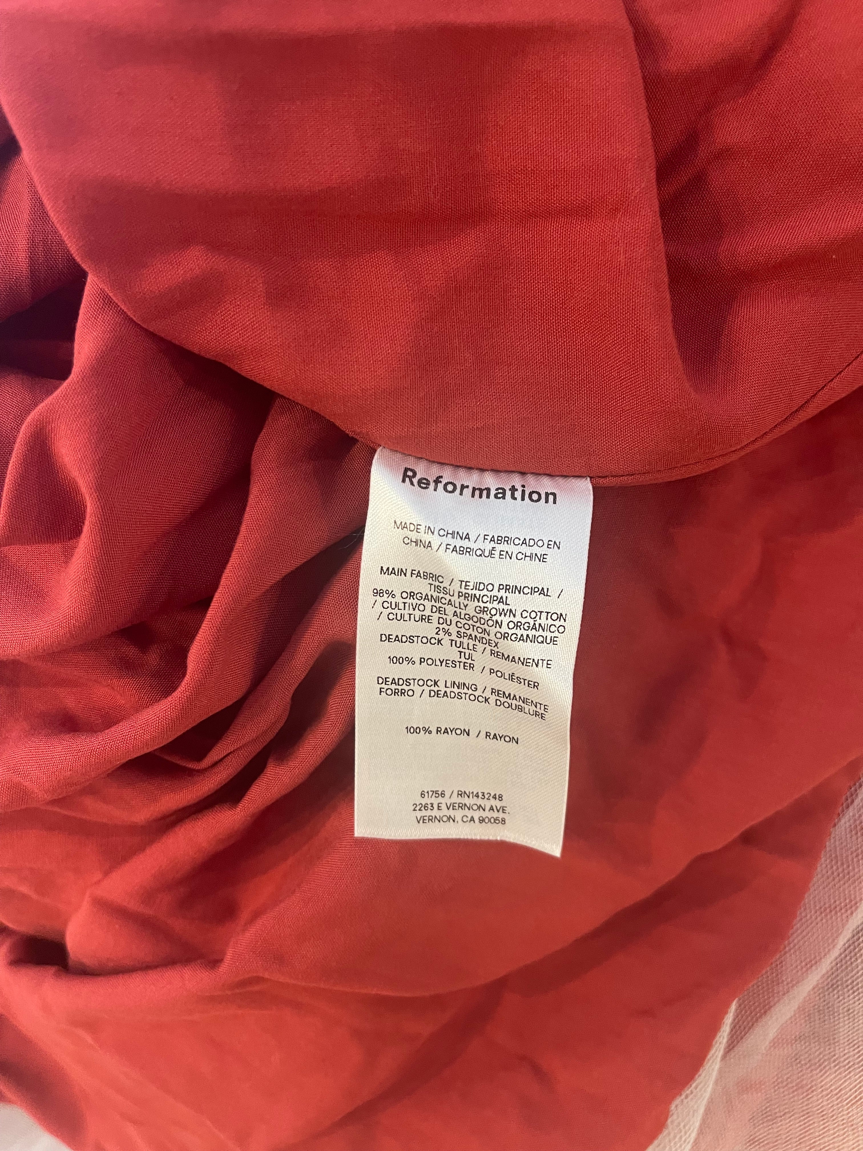 Reformation Red Maxi Dress with Pockets and Ruched Detail Size US 8 (UK 10) - Image 13