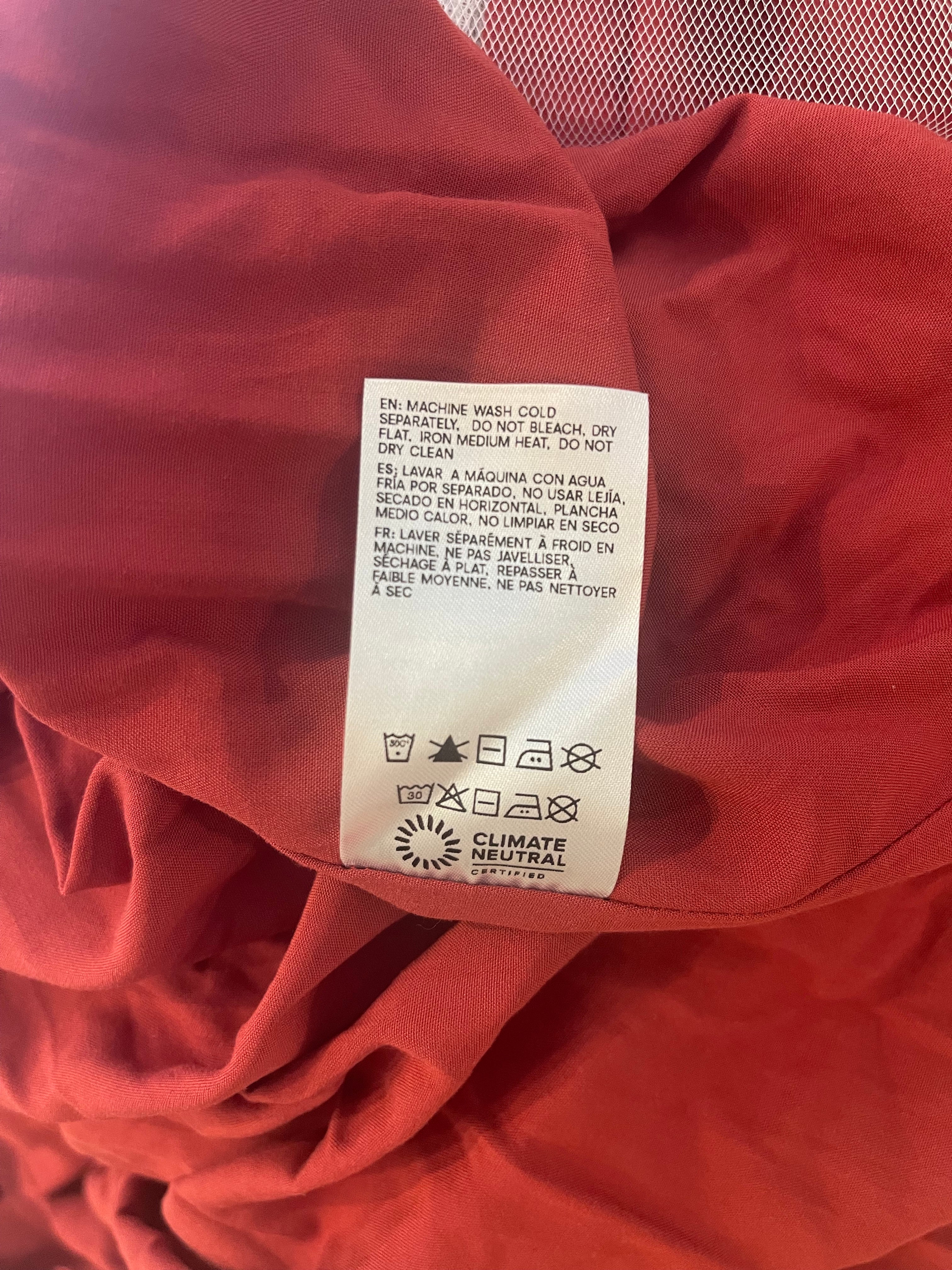 Reformation Red Maxi Dress with Pockets and Ruched Detail Size US 8 (UK 10) - Image 14