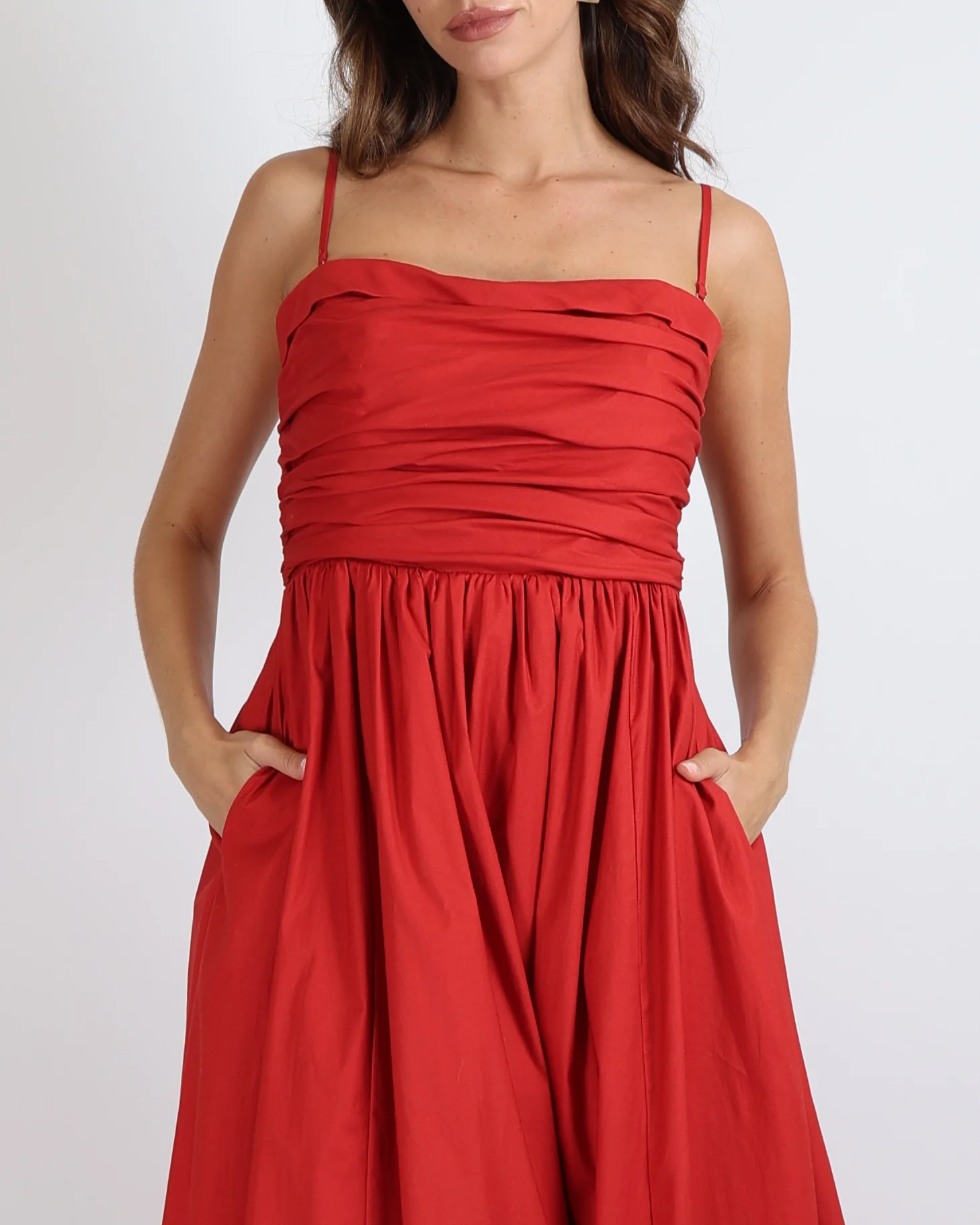 Reformation Red Maxi Dress with Pockets and Ruched Detail Size US 8 (UK 10) - Image 2