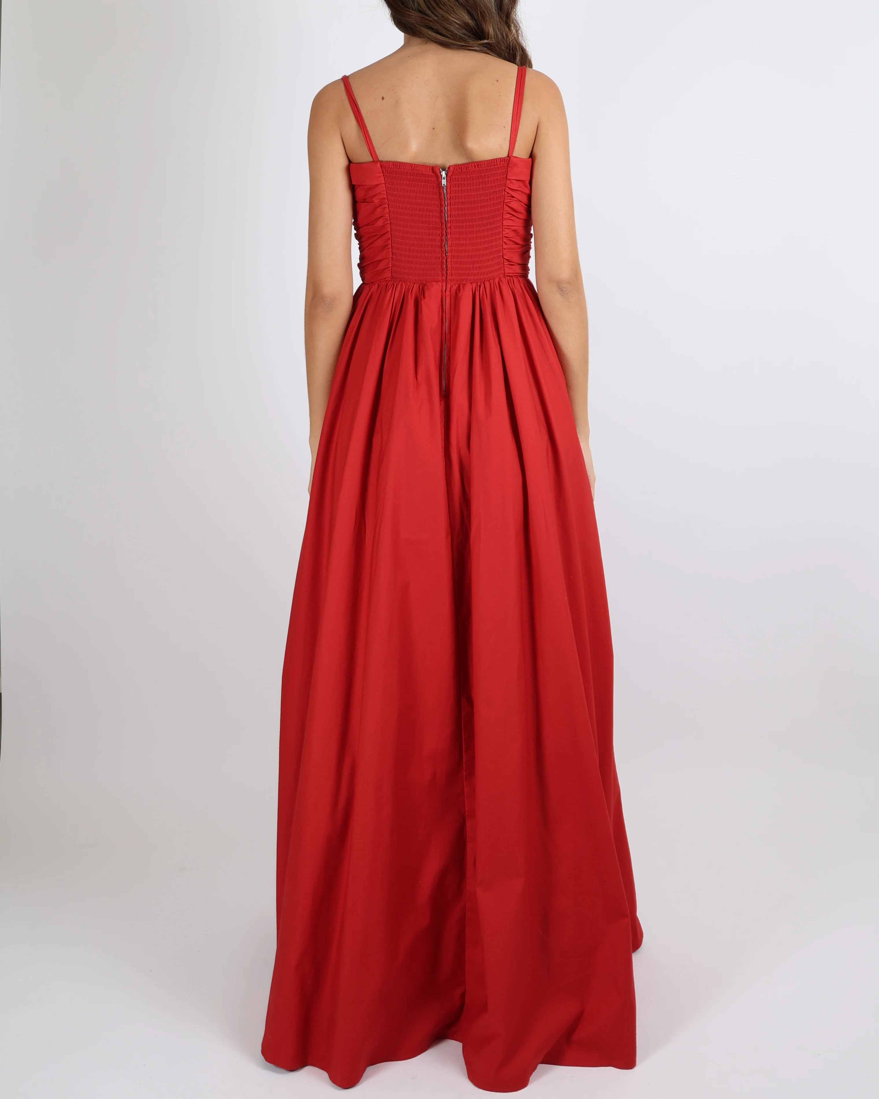 Reformation Red Maxi Dress with Pockets and Ruched Detail Size US 8 (UK 10) - Image 3