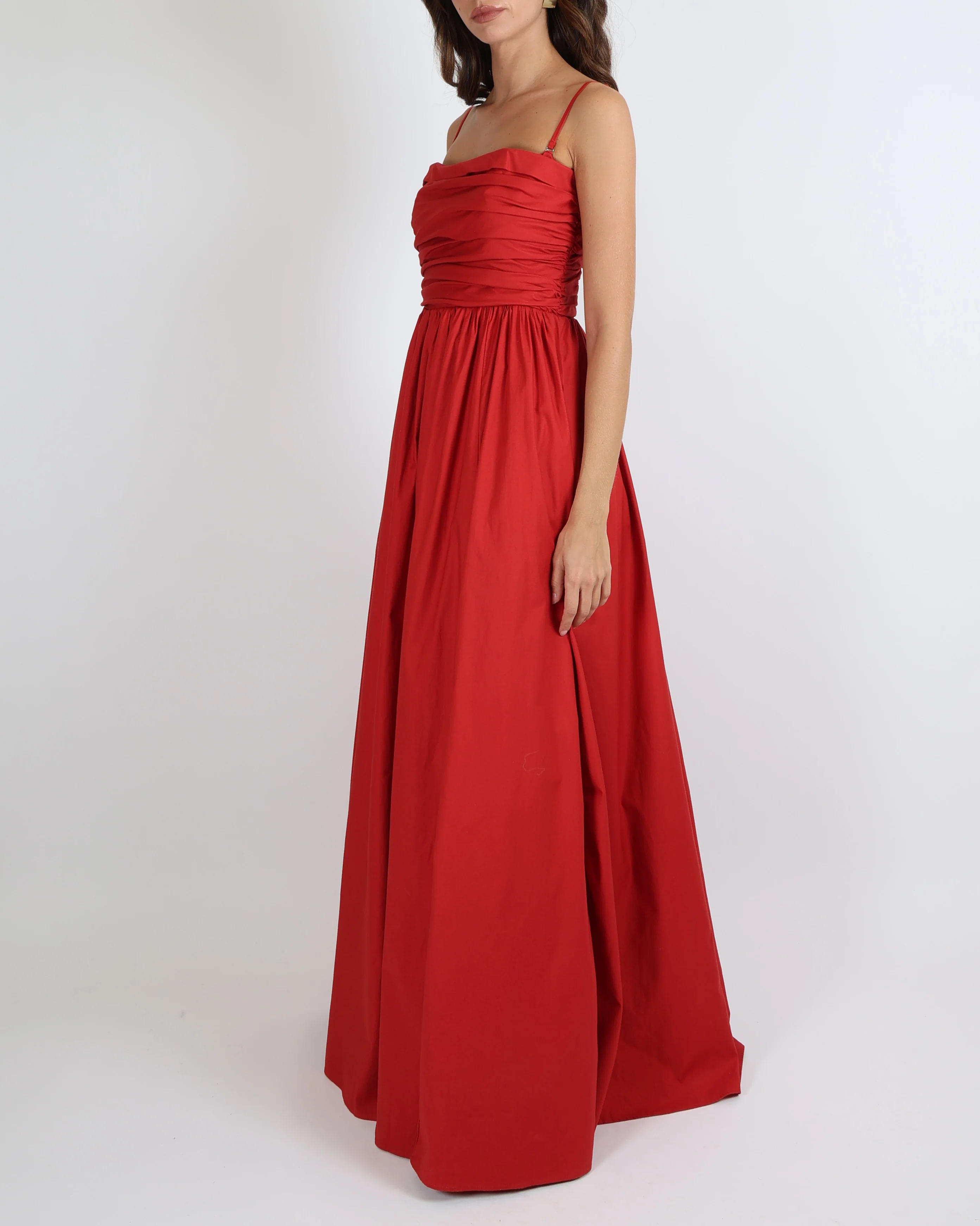 Reformation Red Maxi Dress with Pockets and Ruched Detail Size US 8 (UK 10) - Image 4