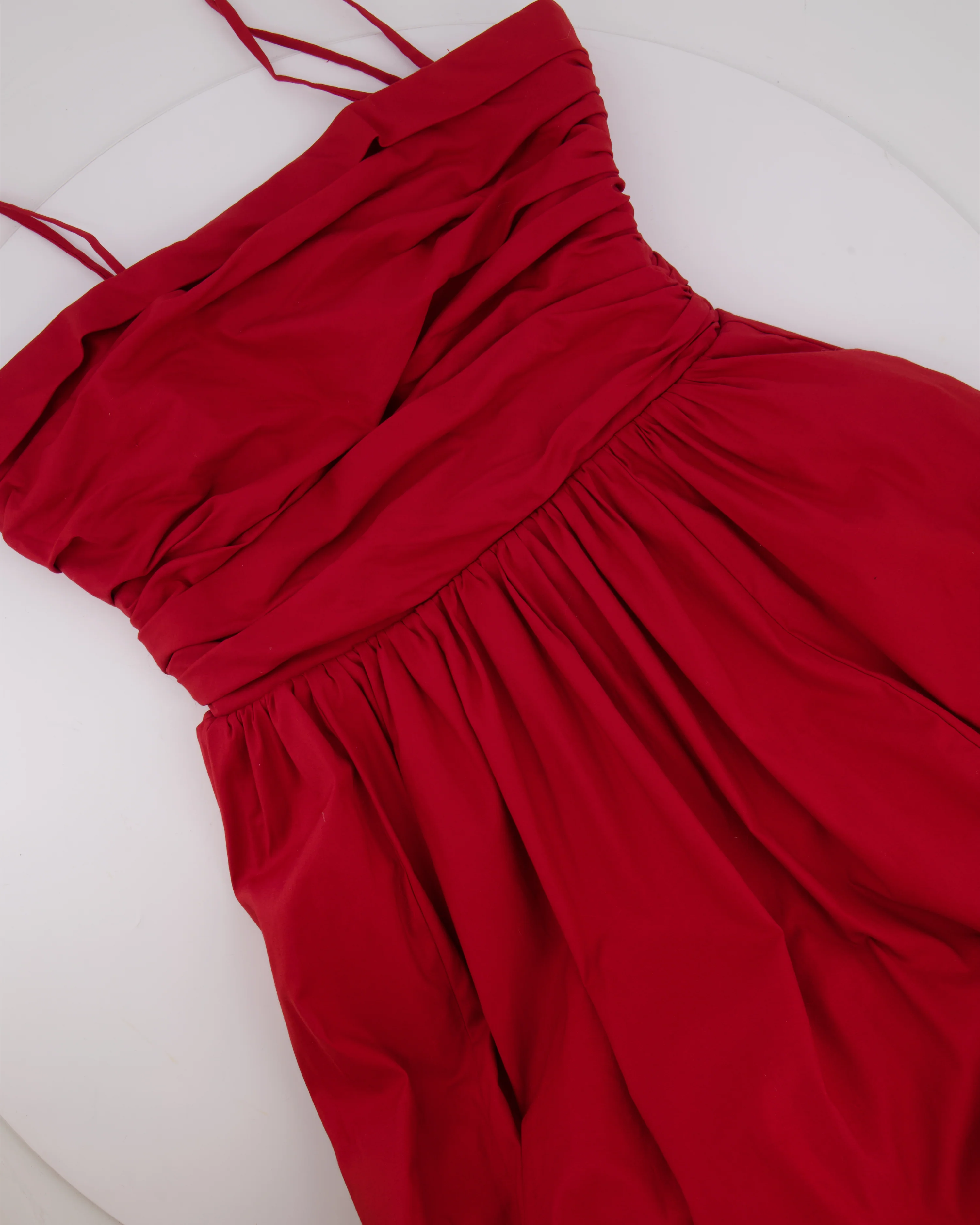Reformation Red Maxi Dress with Pockets and Ruched Detail Size US 8 (UK 10) - Image 5