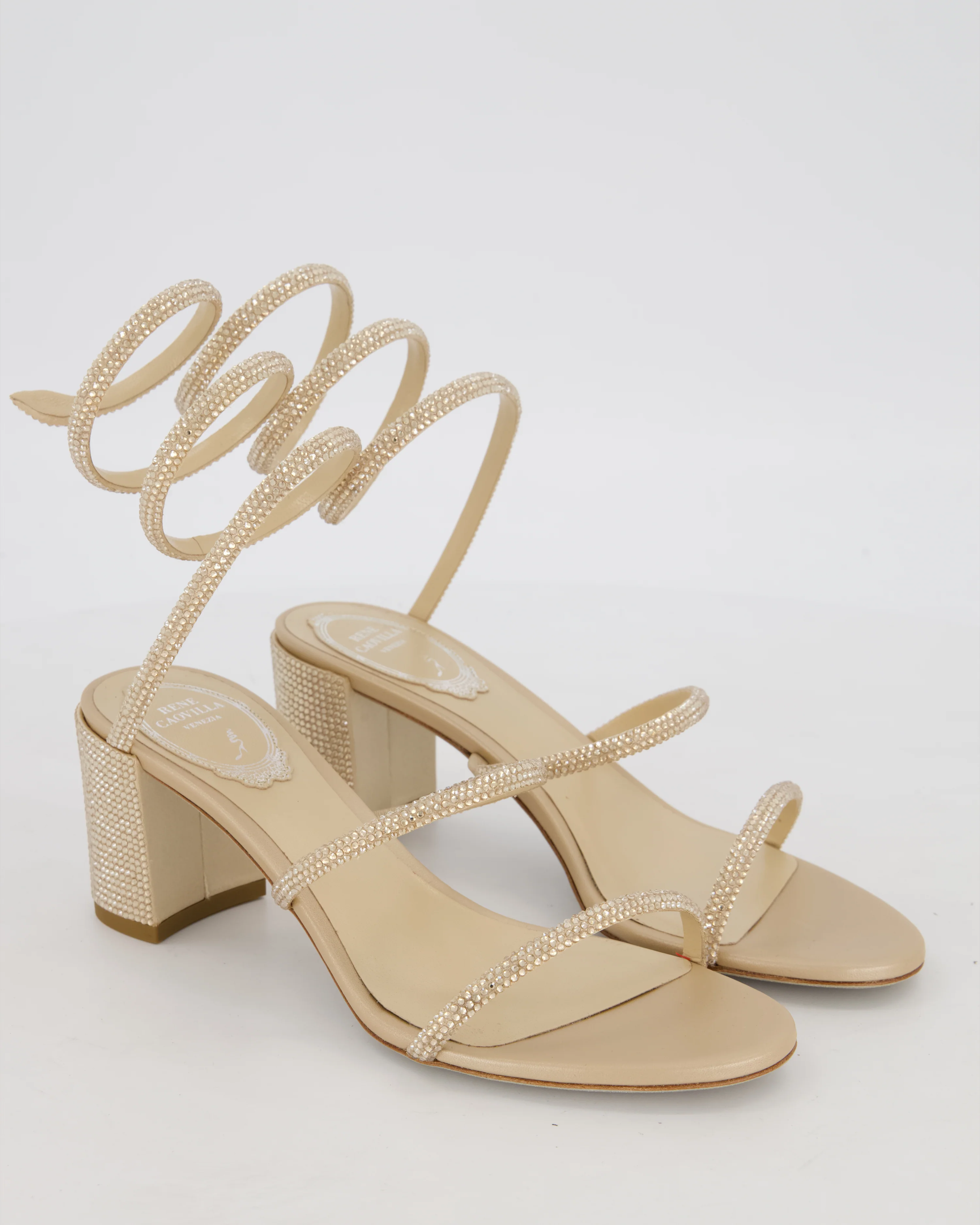 Rene Caovilla Beige Cleo Diamante Sandal Size EU 37 RRP £1,420 - Image 2
