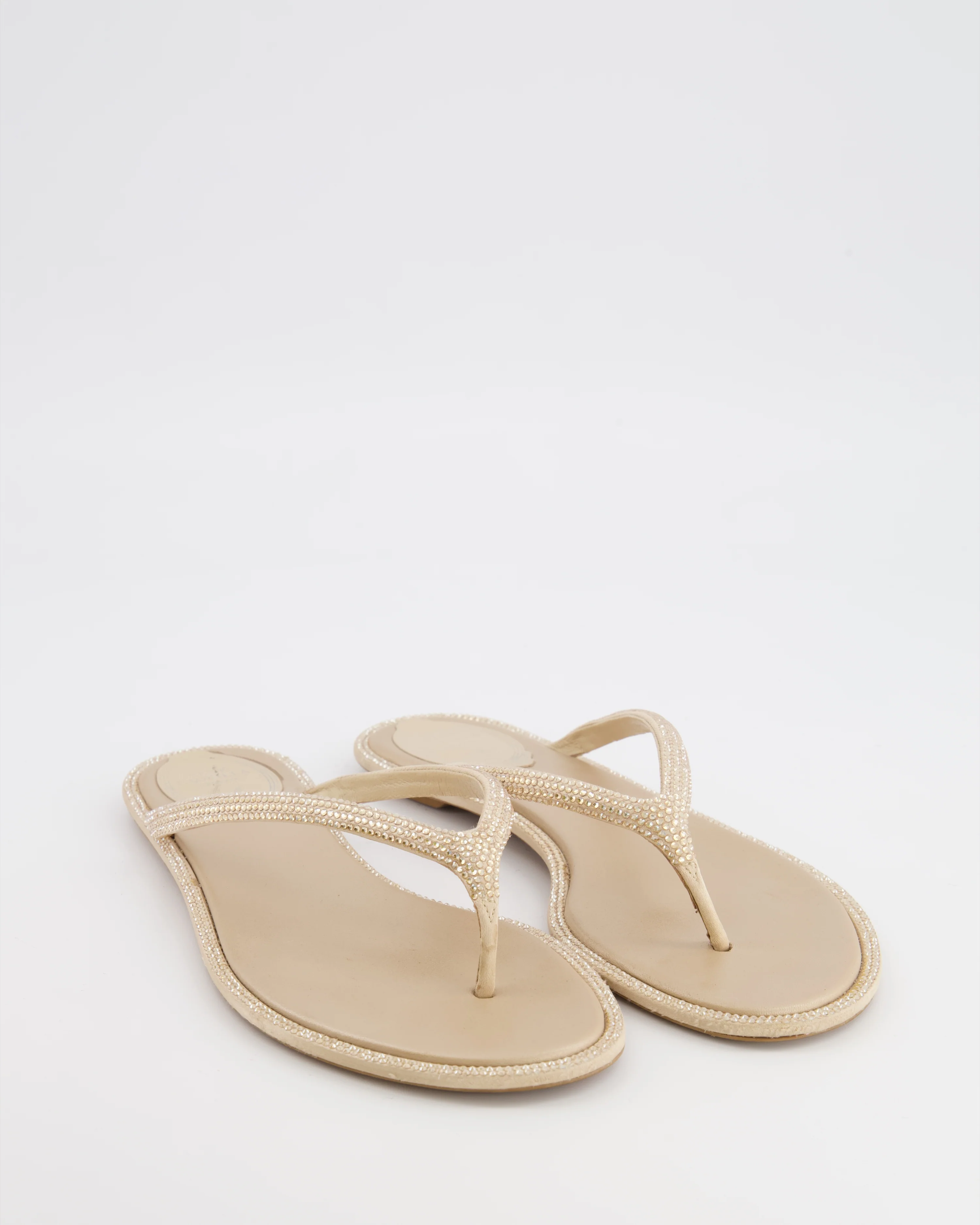 Rene Caovilla Beige Crystal Embellished Diana Thong Sandals Size EU 37.5 RRP £1,030 - Image 2