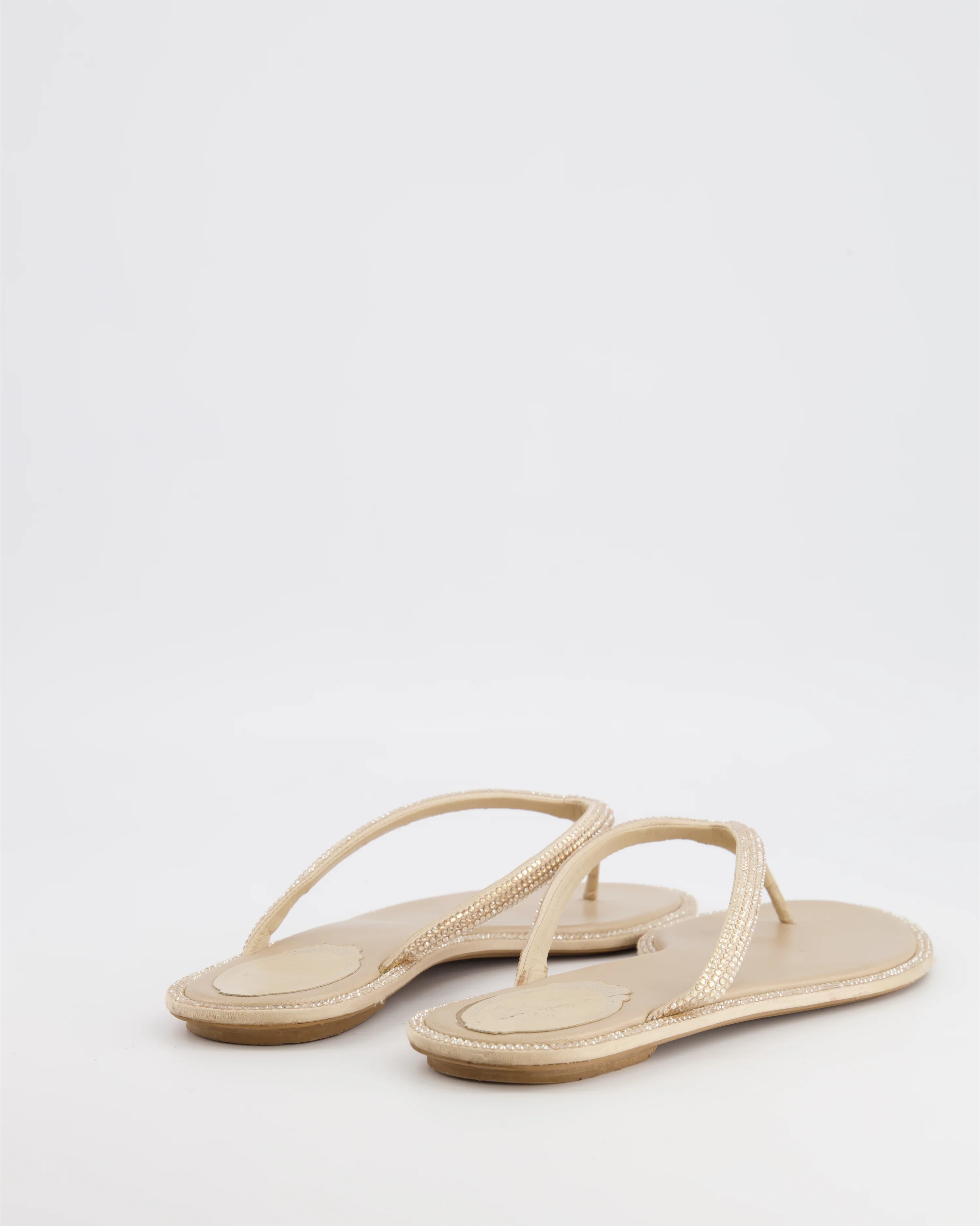 Rene Caovilla Beige Crystal Embellished Diana Thong Sandals Size EU 37.5 RRP £1,030 - Image 3